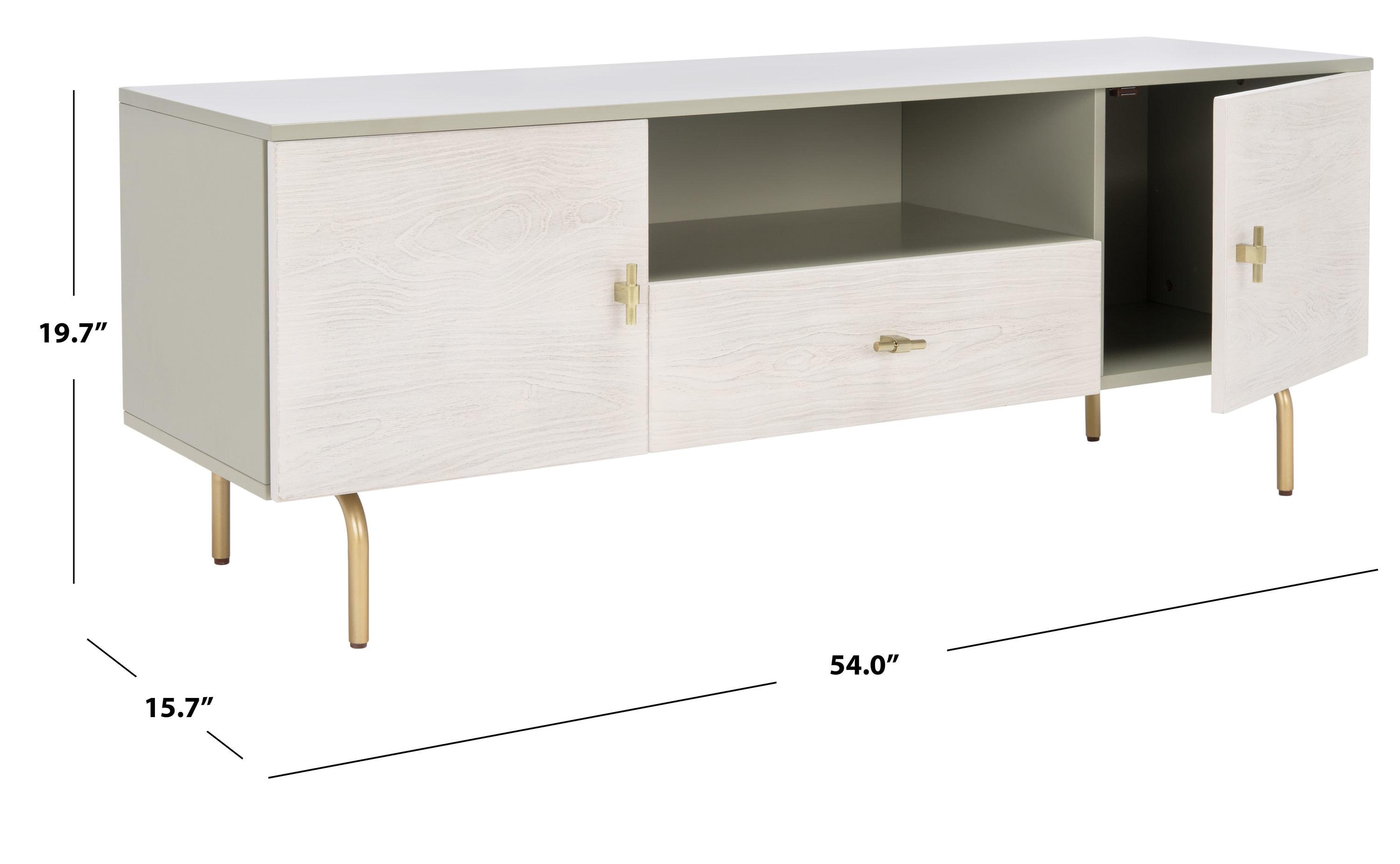 SAFAVIEH Genevieve Modern Storage TV Stand, Grey/White Washed (54 in. W x 15.7 in. D x 19.7 in. H)