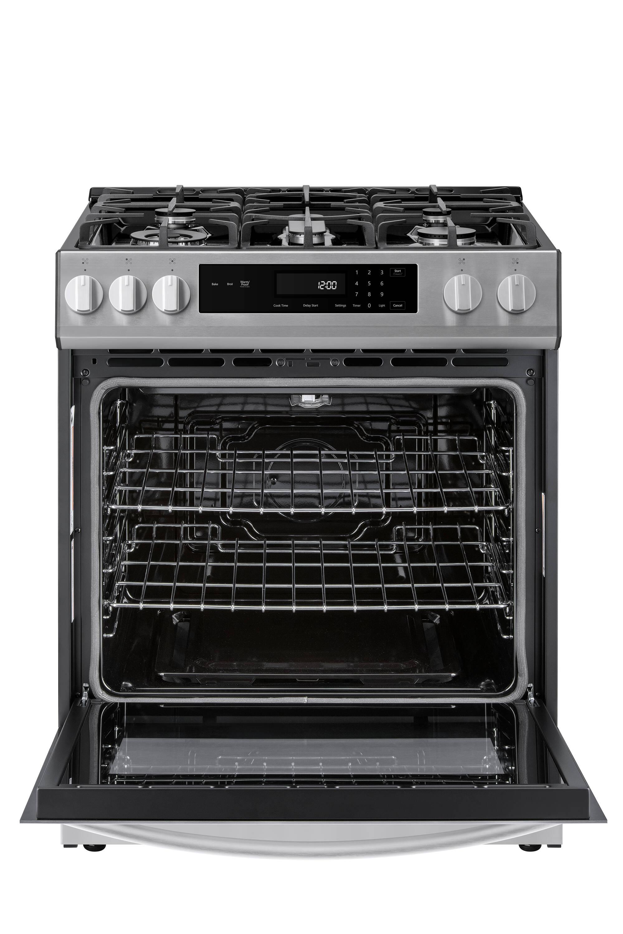 Kenmore 5.6 cu. ft. Front-Control Gas Range with 5 Burners and Hidden Bake Stainless Steel