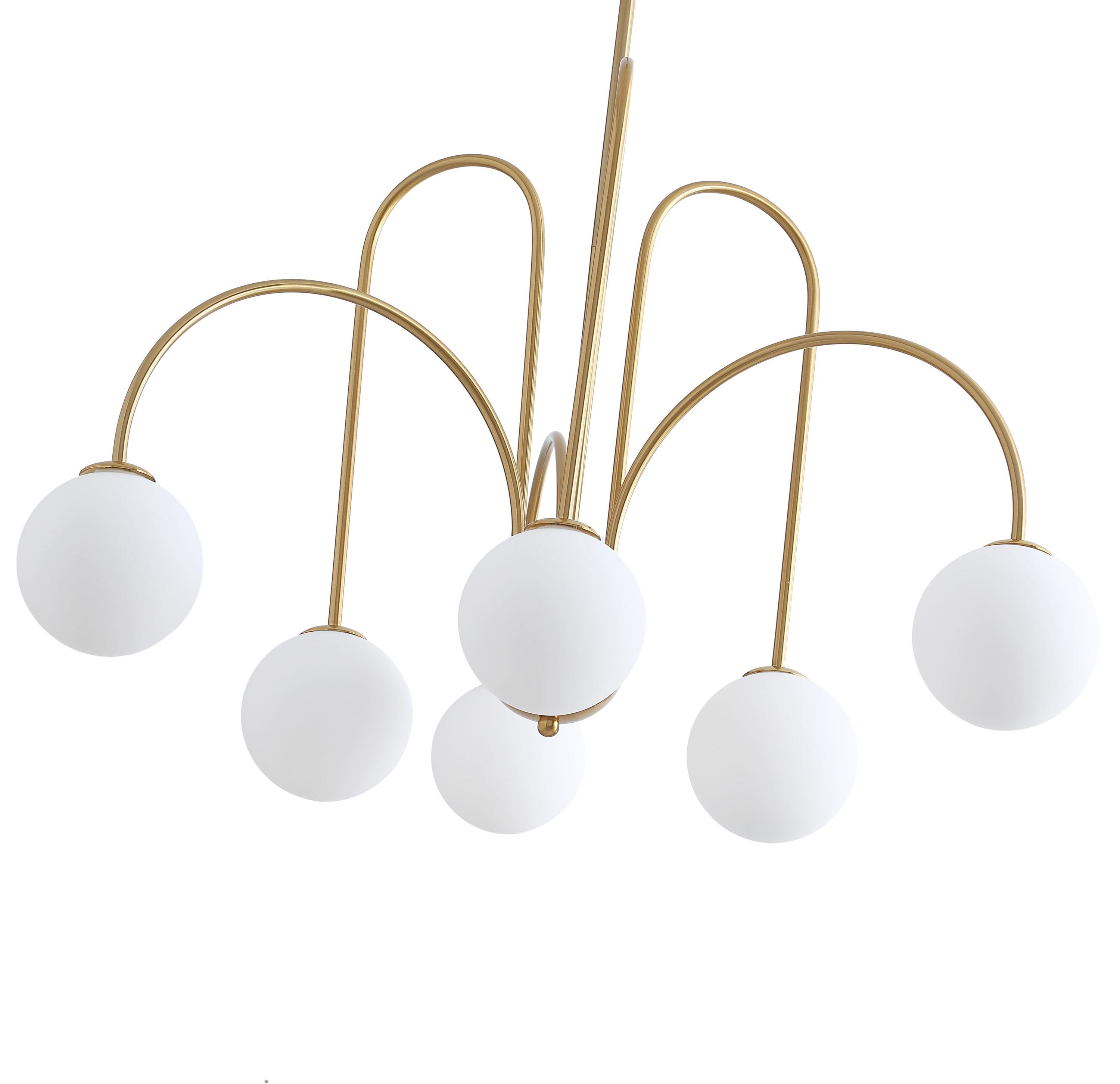 Elegant Brass 6-Light Globe Chandelier with Adjustable Height