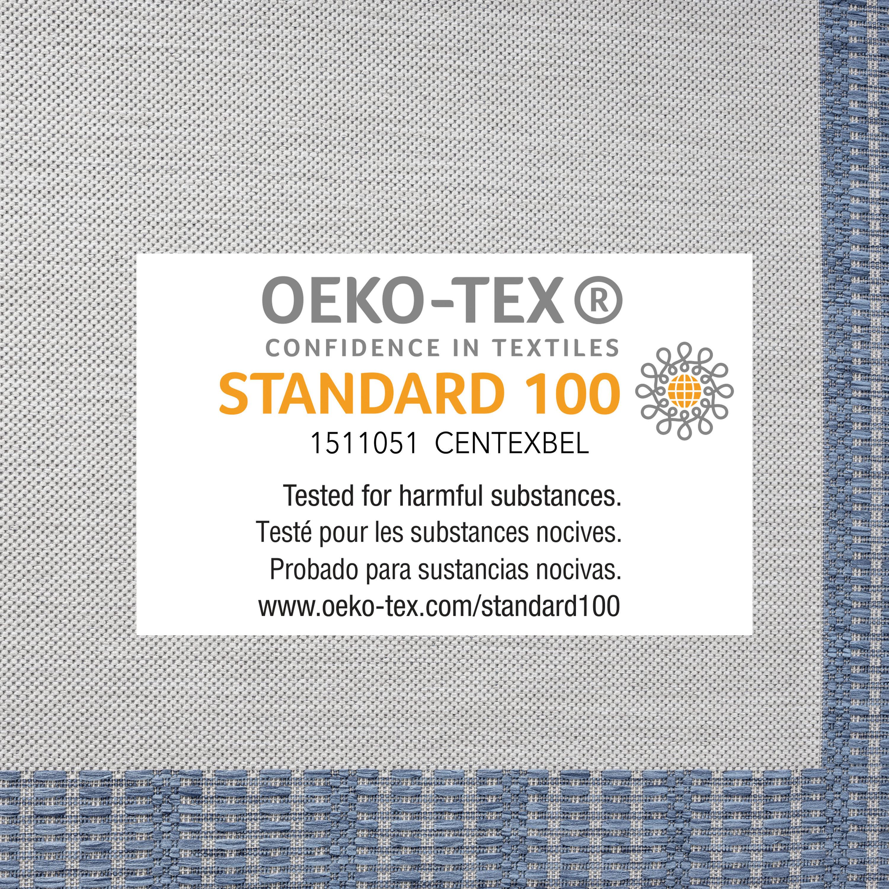 5'2" x 7'2" New York Patio Country Landry Indoor/Outdoor Rug Gray/Blue - Nicole Miller: UV & Weather-Resistant