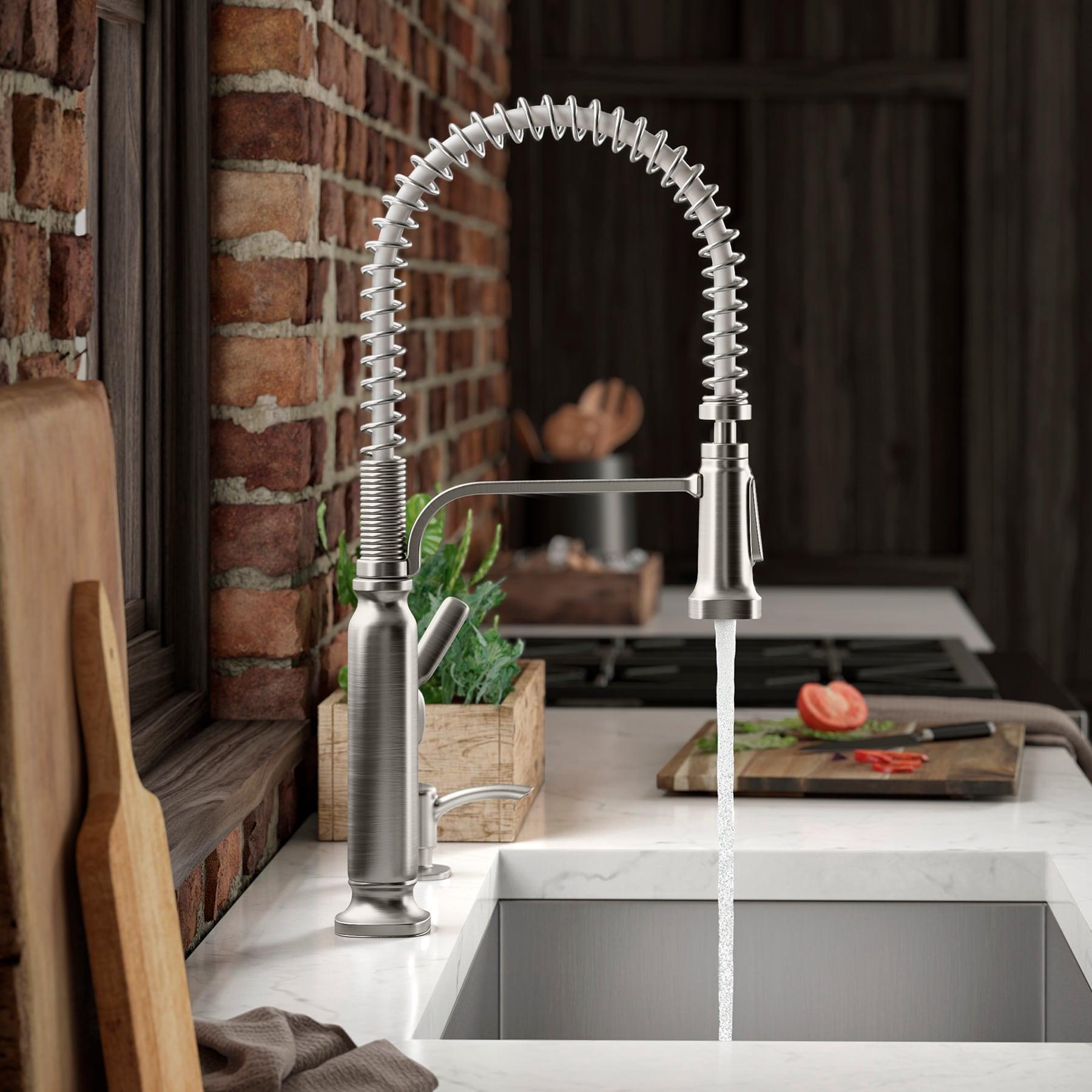 Ealing Stainless Steel Pull-Down Kitchen Faucet with Soap Dispenser