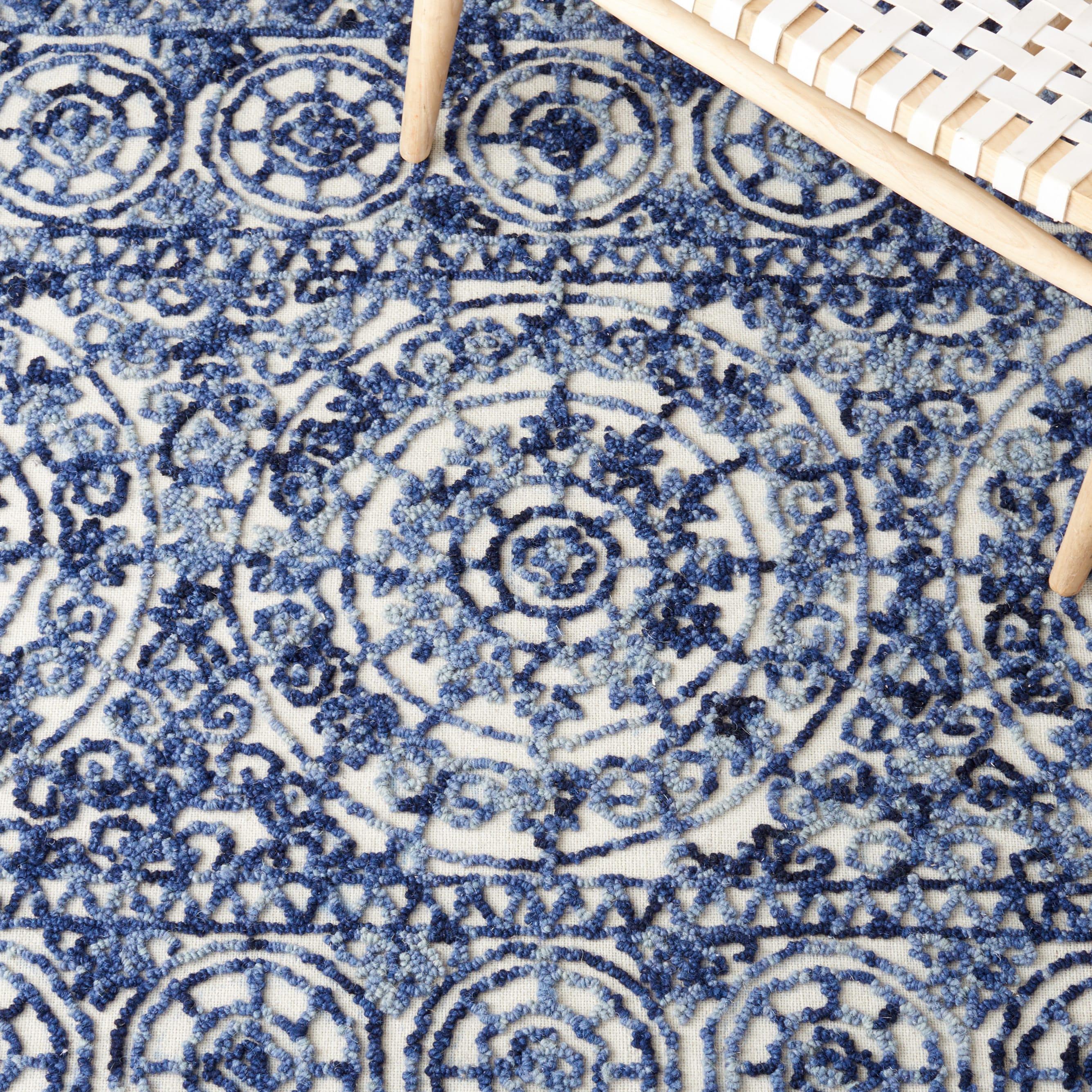Trace TRC701 Hand Tufted Area Rug - Navy/Ivory - 5'x8' - Safavieh.