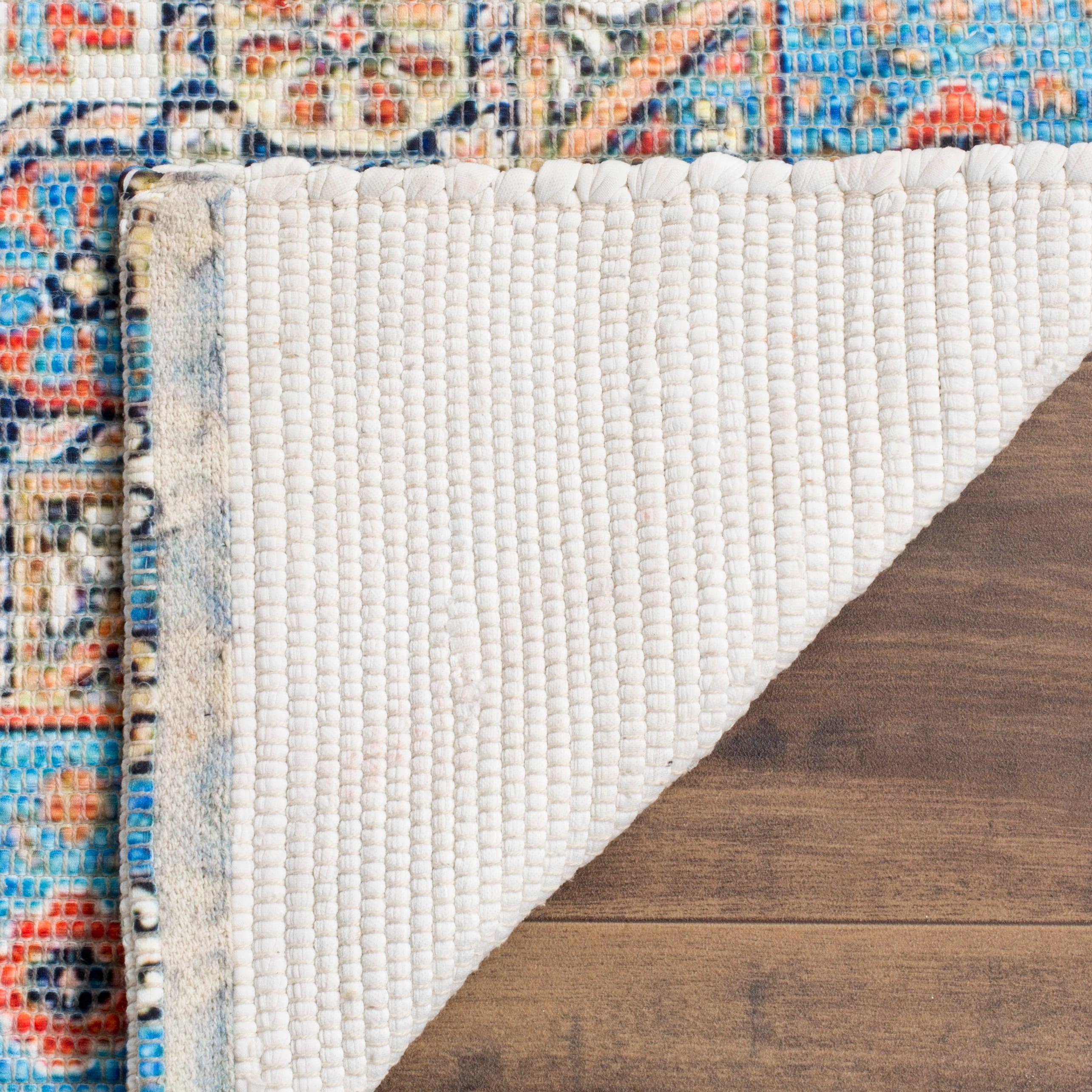 Saffron SFN541 Hand Loomed Area Rug - Orange/Blue - 4'x6' - Safavieh.