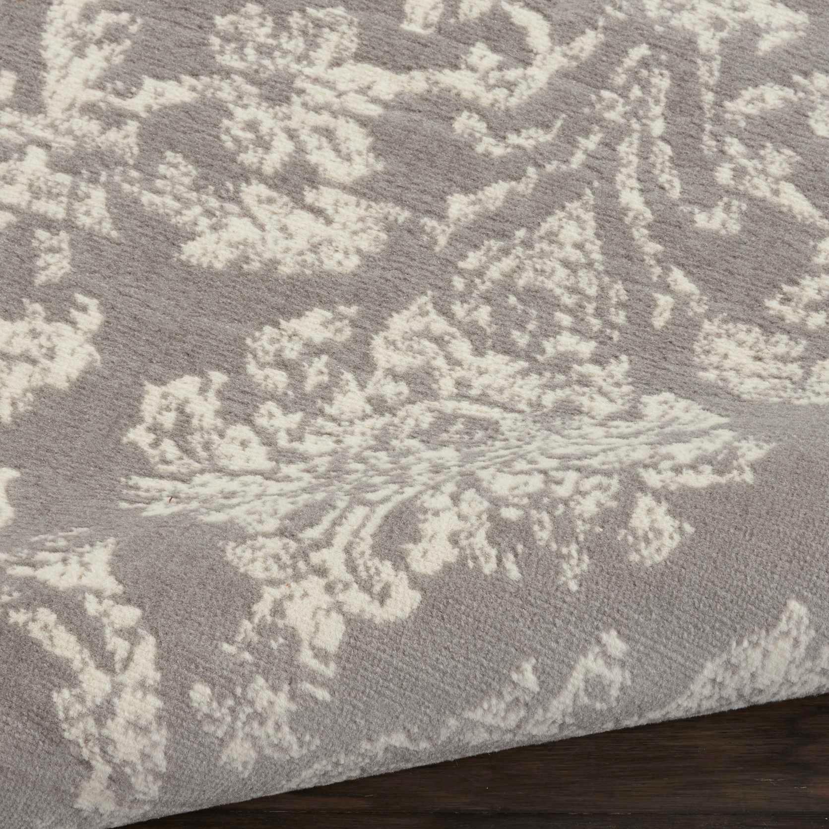 Nourison Jubilant 7'10" x 9'10" (8' x 10') Grey Area Rug Farmhouse Vintage Damask by Nourison
