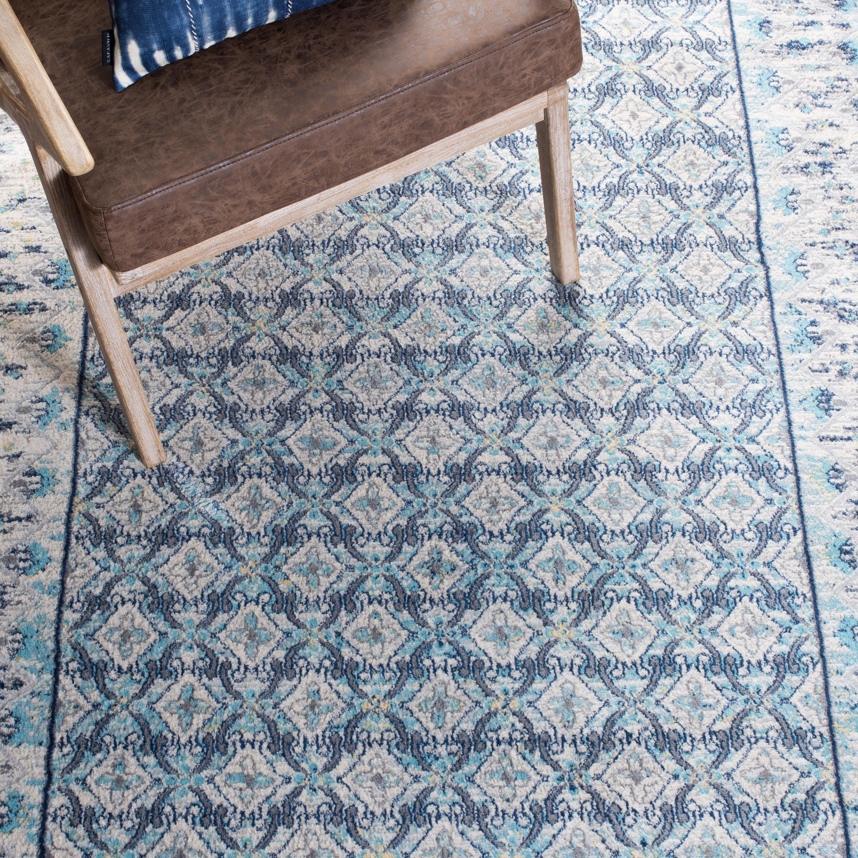 Brentwood BNT899 Power Loomed Indoor Area Rug - Ivory/Aqua - 8'x10' - Safavieh