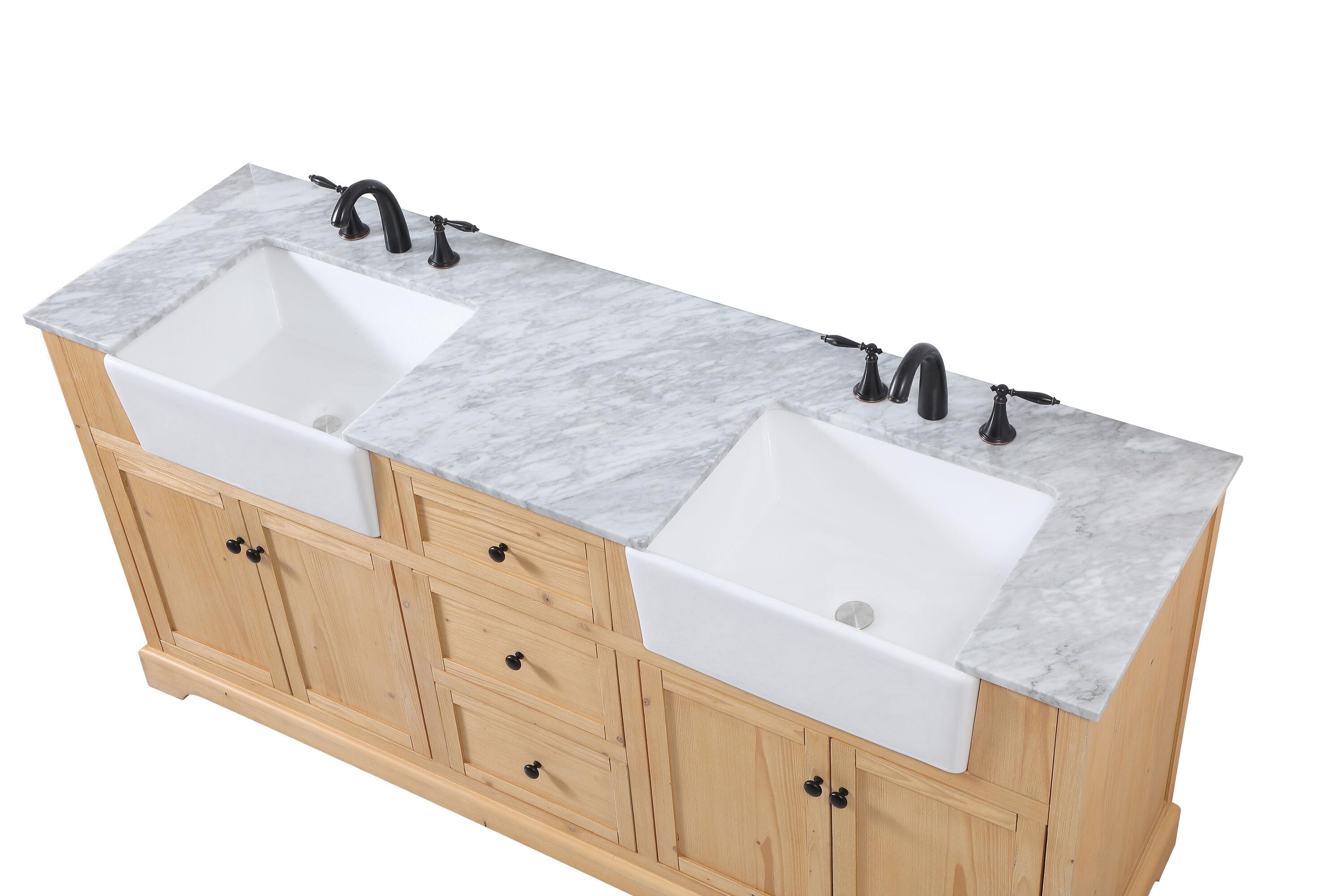 Pardue 72'' Double Bathroom Vanity with Marble Top