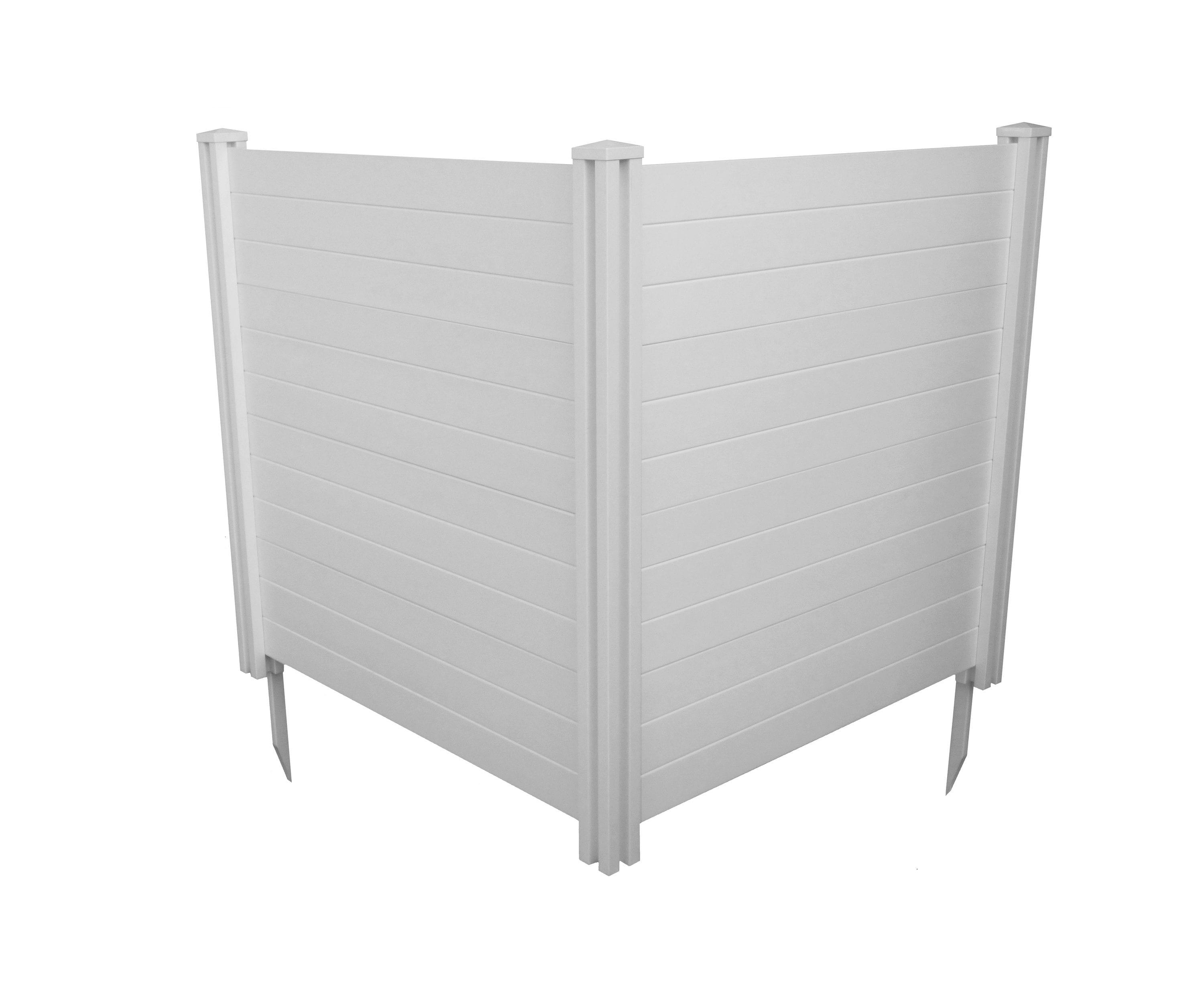 4ft H x 4ft W (2 Panels) No Dig Enclo Premium White Vinyl Privacy Screen, Outdoor Privacy Panels, Use As Air Conditioner Fence, Trash Can Enclosure, Pool Equipment Enclosure, ZP19014