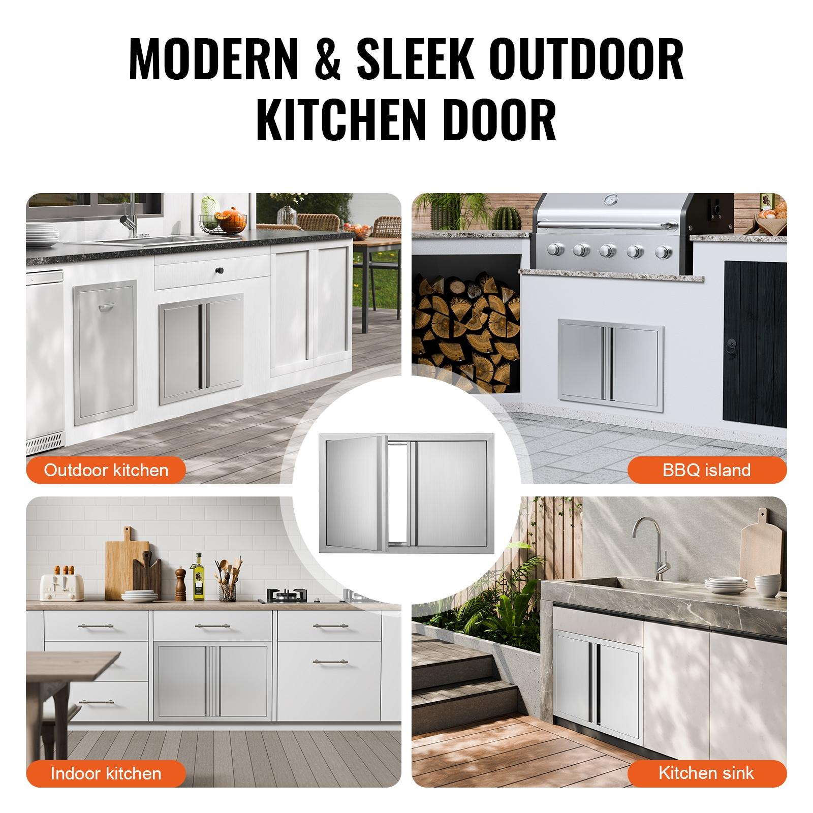 Stainless Steel Double Outdoor Kitchen Access Door