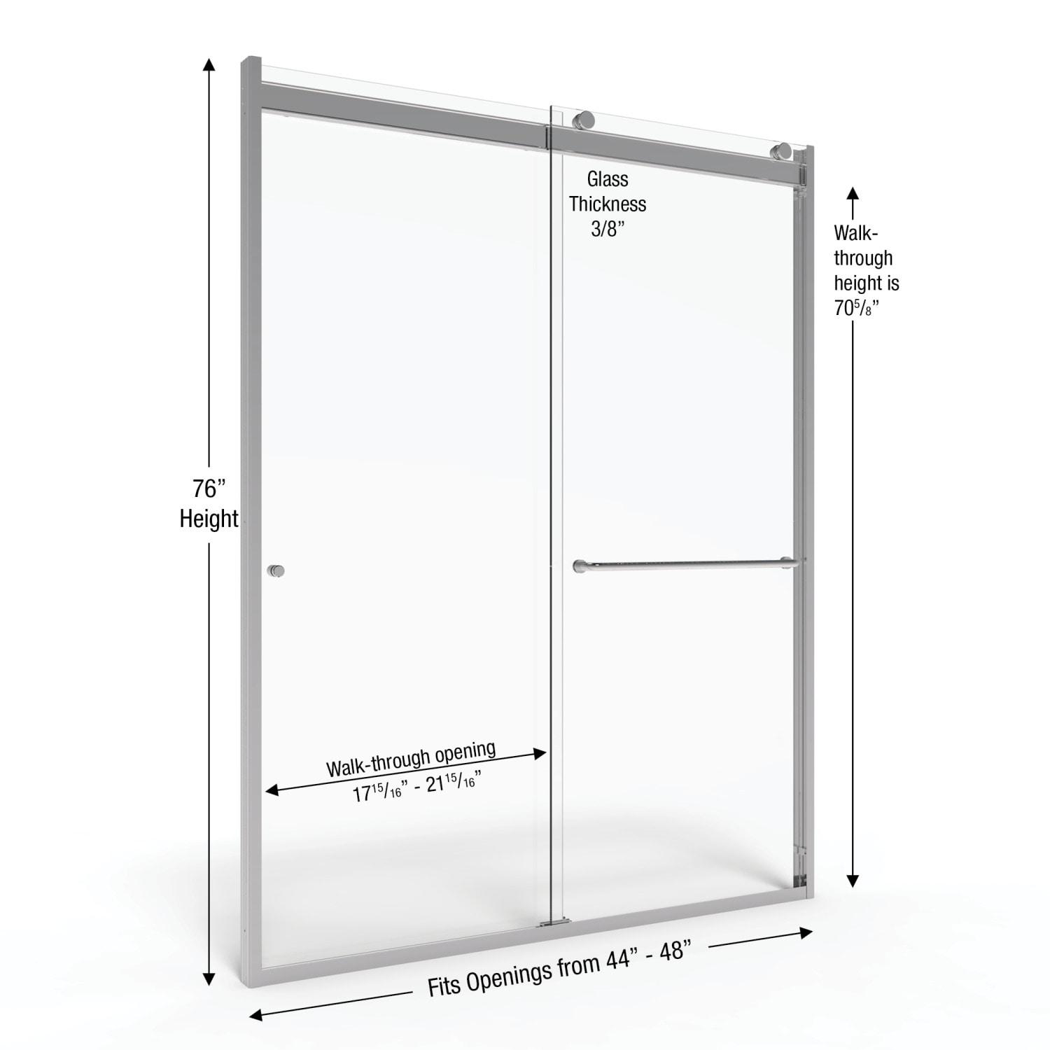 Basco Rotolo 44" W X 76" H Bypass Semi-Frameless Shower Door RTLA05A4876CLSV