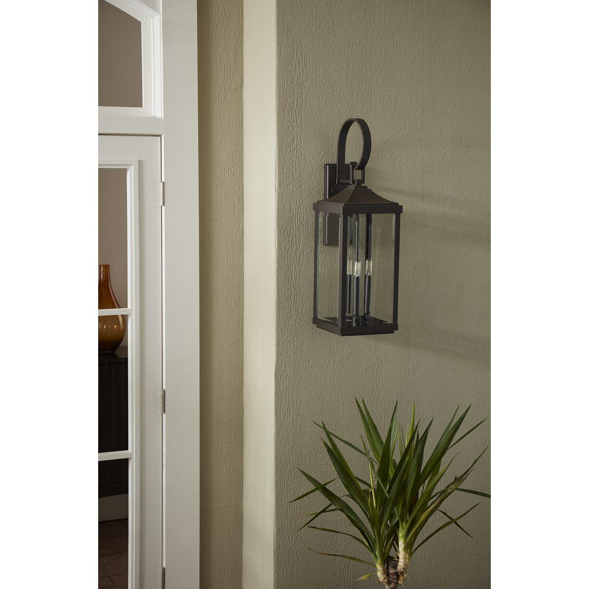 Progress Lighting Gibbes Street 3-Light Wall Lantern in Antique Bronze with Clear Beveled Glass Shade