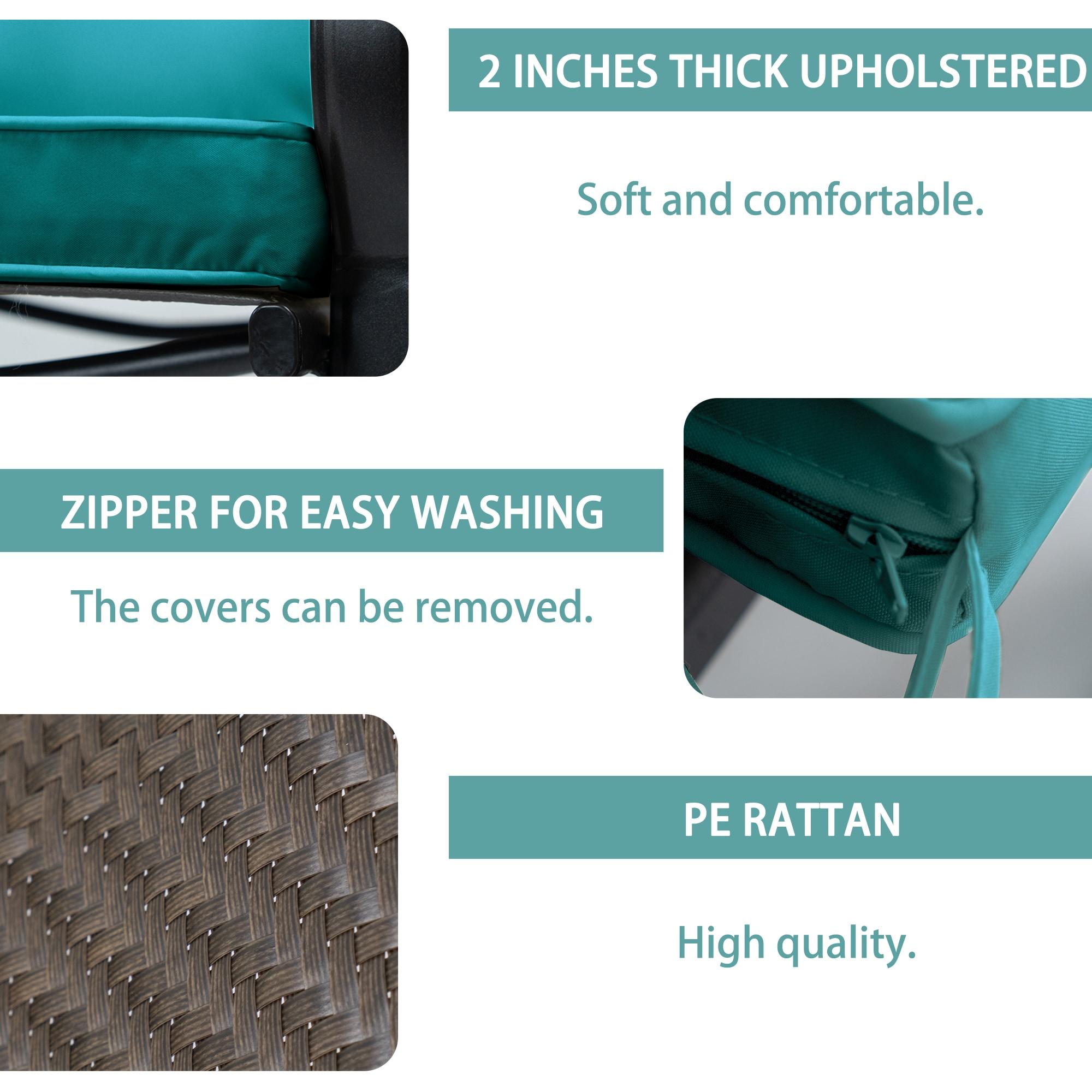 Mercury Row® Preciado 3 Piece Outdoor Patio Set With Cushions-Rocking Chair for Balcony, Lawn and Porch