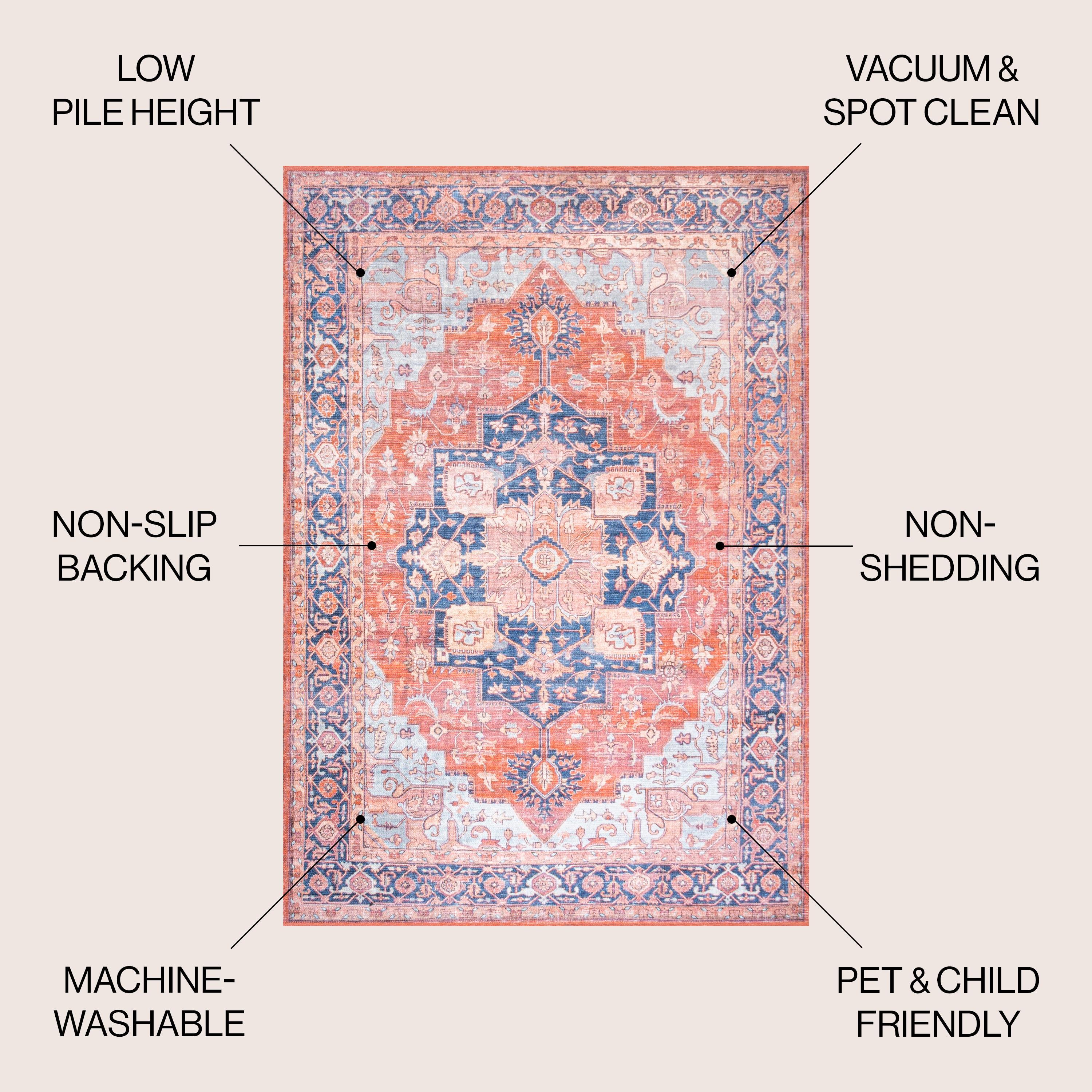 5' x 8' Maris Ornate Medallion Machine Washable Indoor/Outdoor Area Rug, Orange/Cream - JONATHAN Y