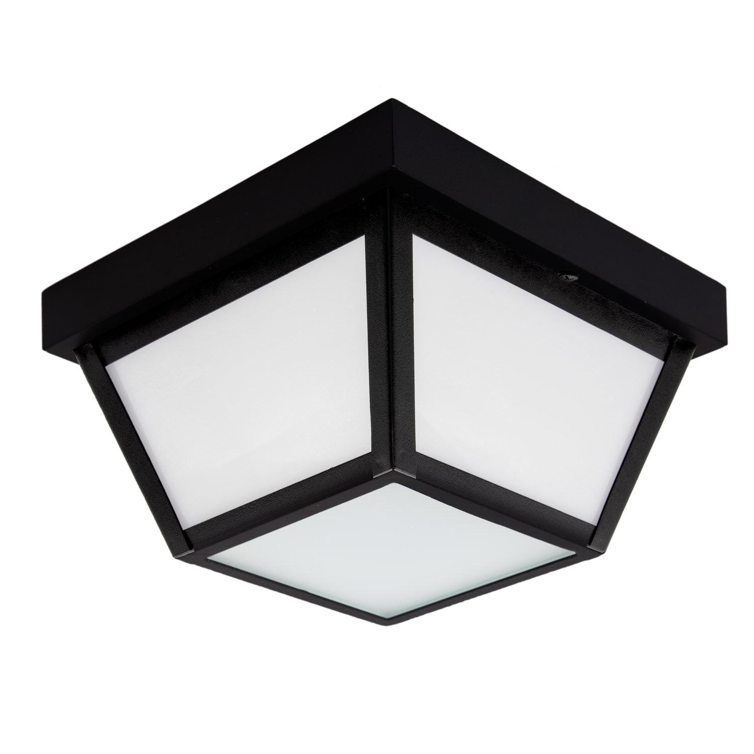 Maxxima LED Outdoor Porch Ceiling Light, Black w/ Frosted White Lens, 1000 Lumens, 3000K Warm White