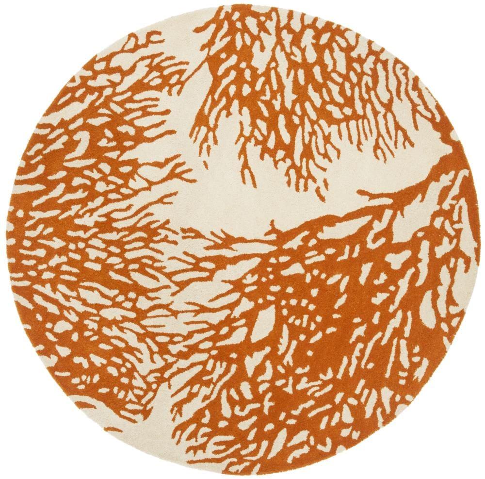 Bella BEL115 Hand Tufted Area Rug - Beige/Terracotta - 5' Round - Safavieh.