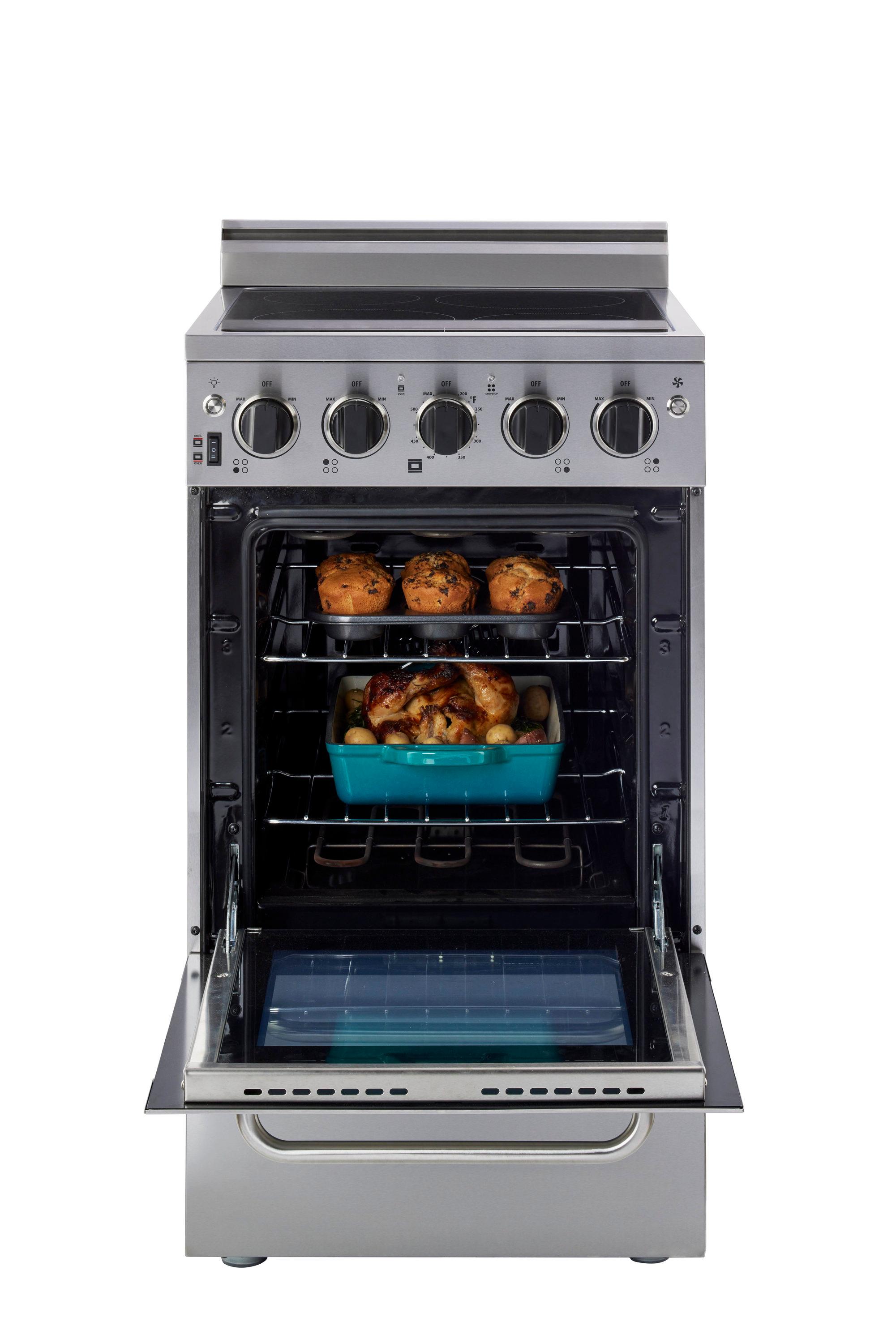 Prestige 19.5" 4 element 1.6 cu. ft. Freestanding Electric Glass Top Range with Convection Oven