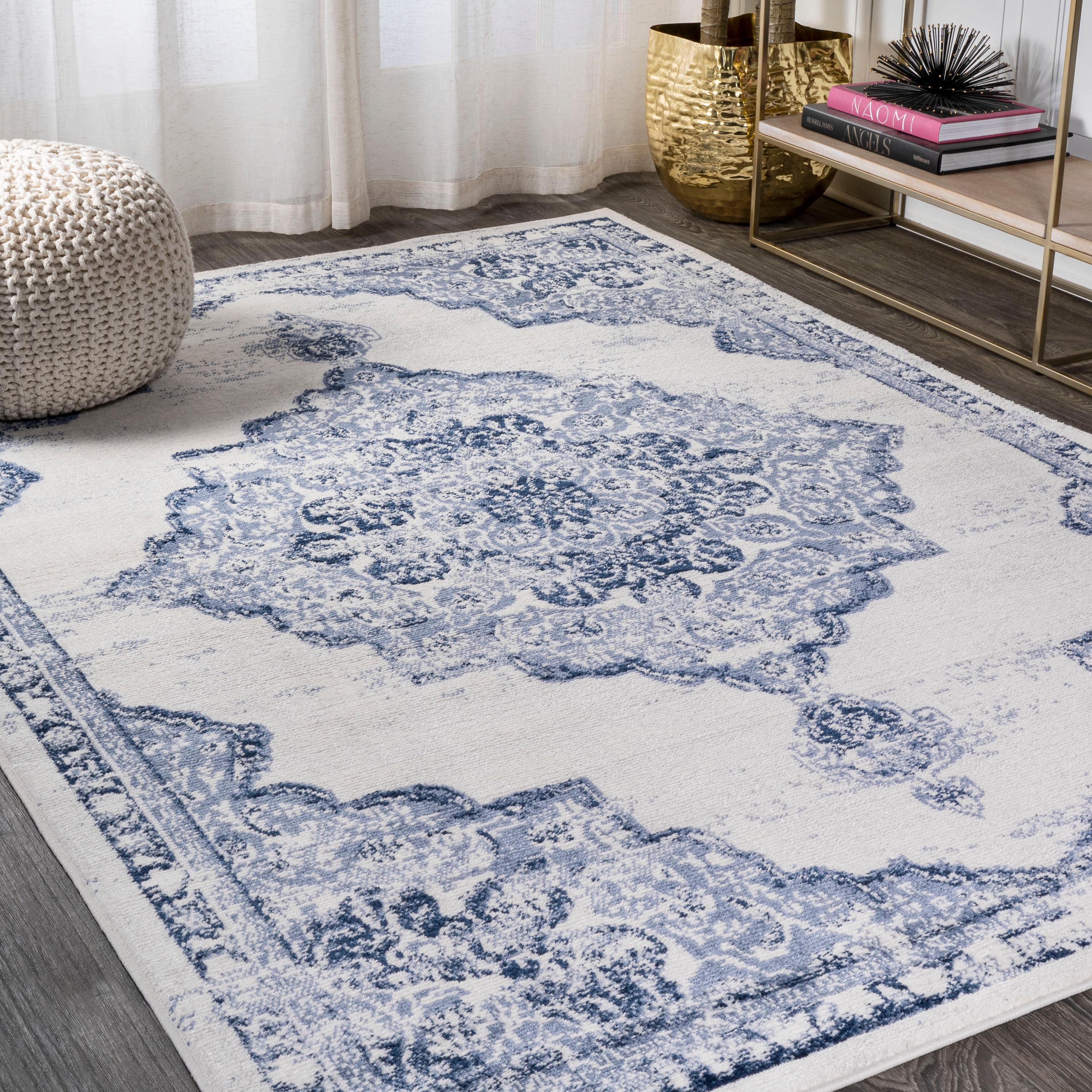 8'x10' Alhambra Ornate Medallion Modern Area Rug, Light Blue/Ivory - JONATHAN Y