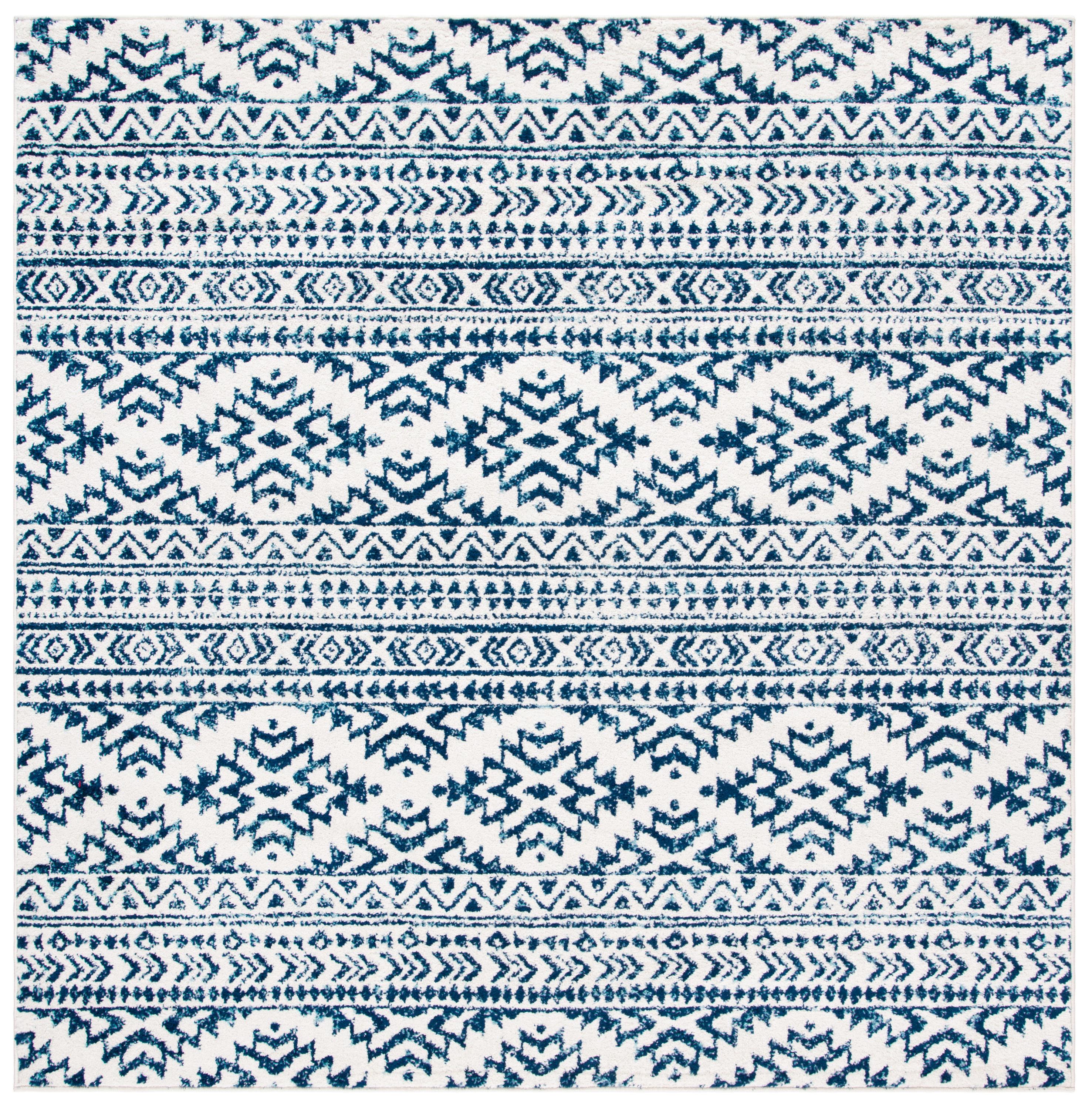 Tulum TUL272 Power Loomed Area Rug - Ivory/Navy - 9'x9' - Safavieh.