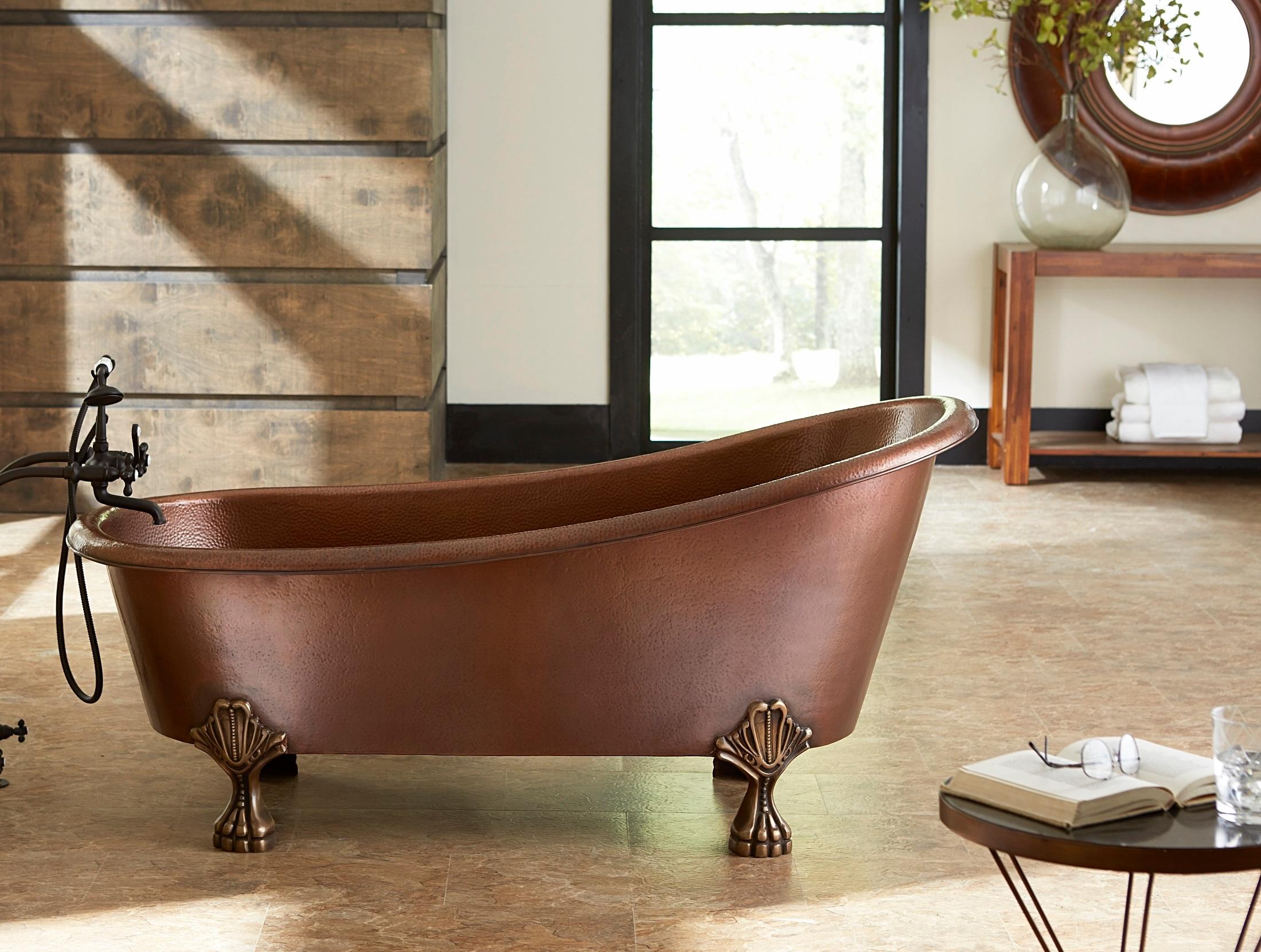 Heisenberg 5'6" Copper Freestanding Clawfoot Bathtub with No Overflow