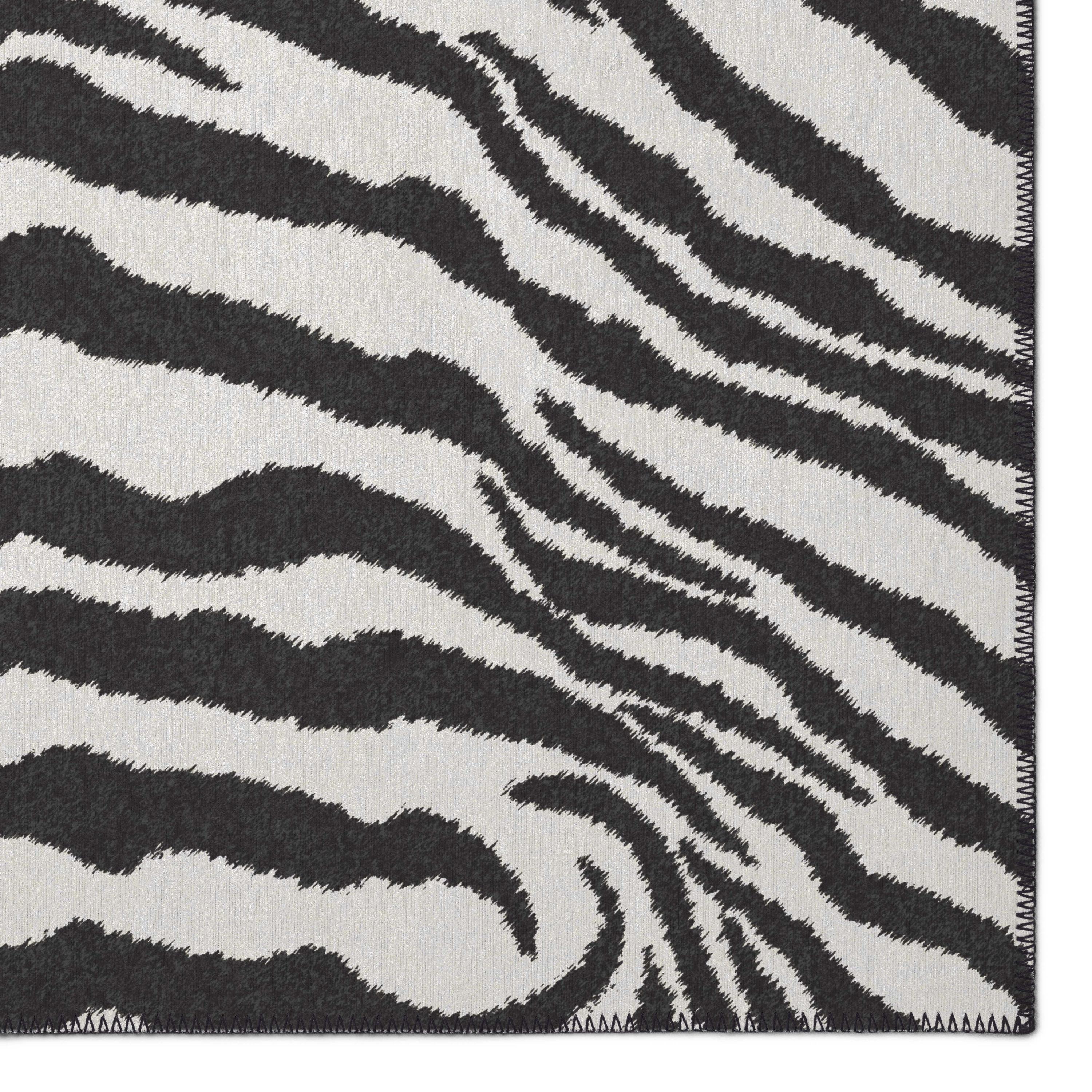 Addison Rugs Addison Indoor/ Outdoor Safari Zebra Animal Print Washable Area Rug 3' x 5' - Pearl