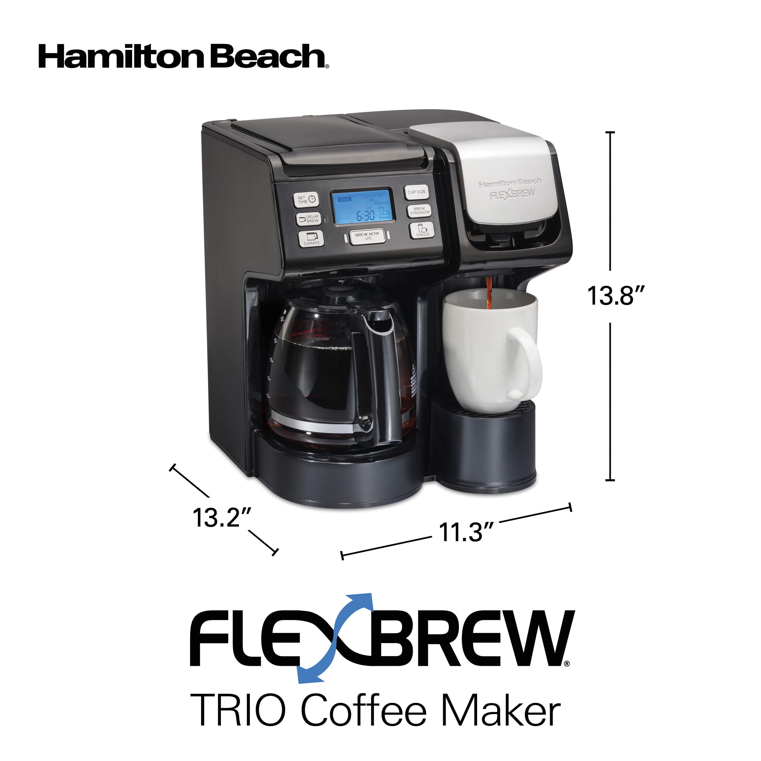 Hamilton Beach® FlexBrew® Trio 2-Way Coffee Maker, Single Serve & Full 12-Cup Pot, Compatible with K-Cup Pods or Grounds