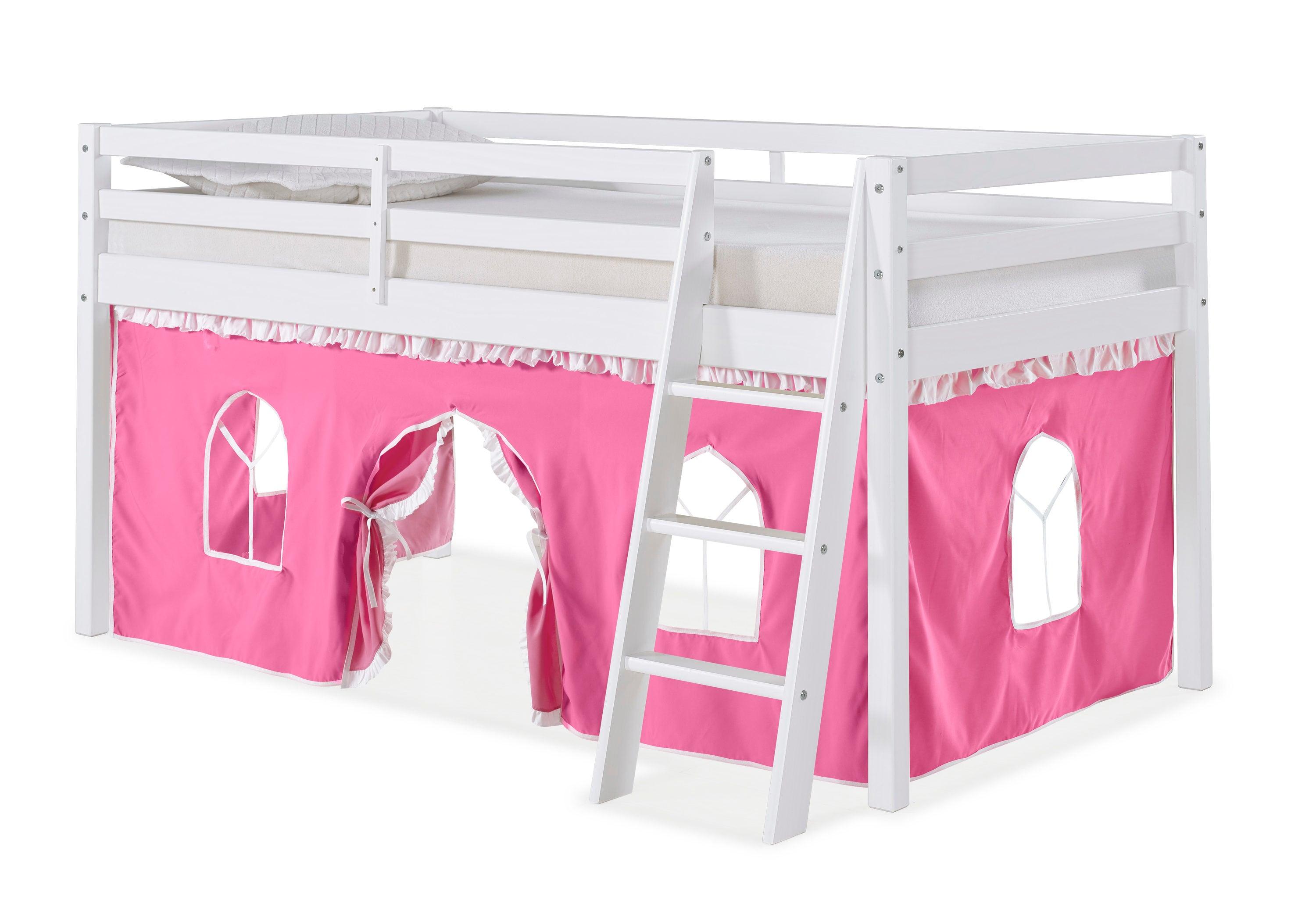 Alaterre Furniture Twin Roxy Junior Kids' Loft Bed with Tent Pink/White