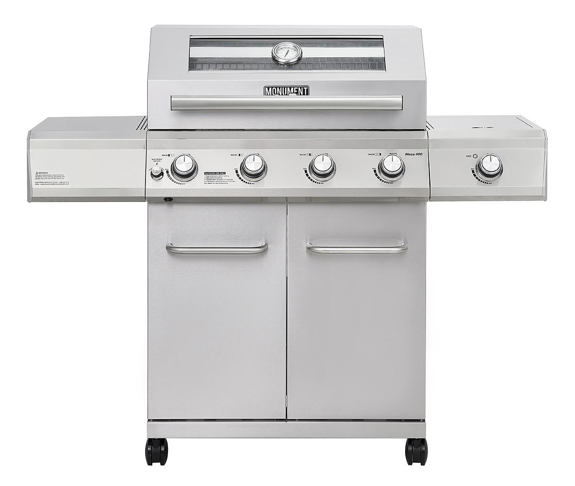 Monument Grills Mesa 405K with smoker box4-Burner Liquid Propane 52000 BTU Gas Grill Stainless With Side Burner