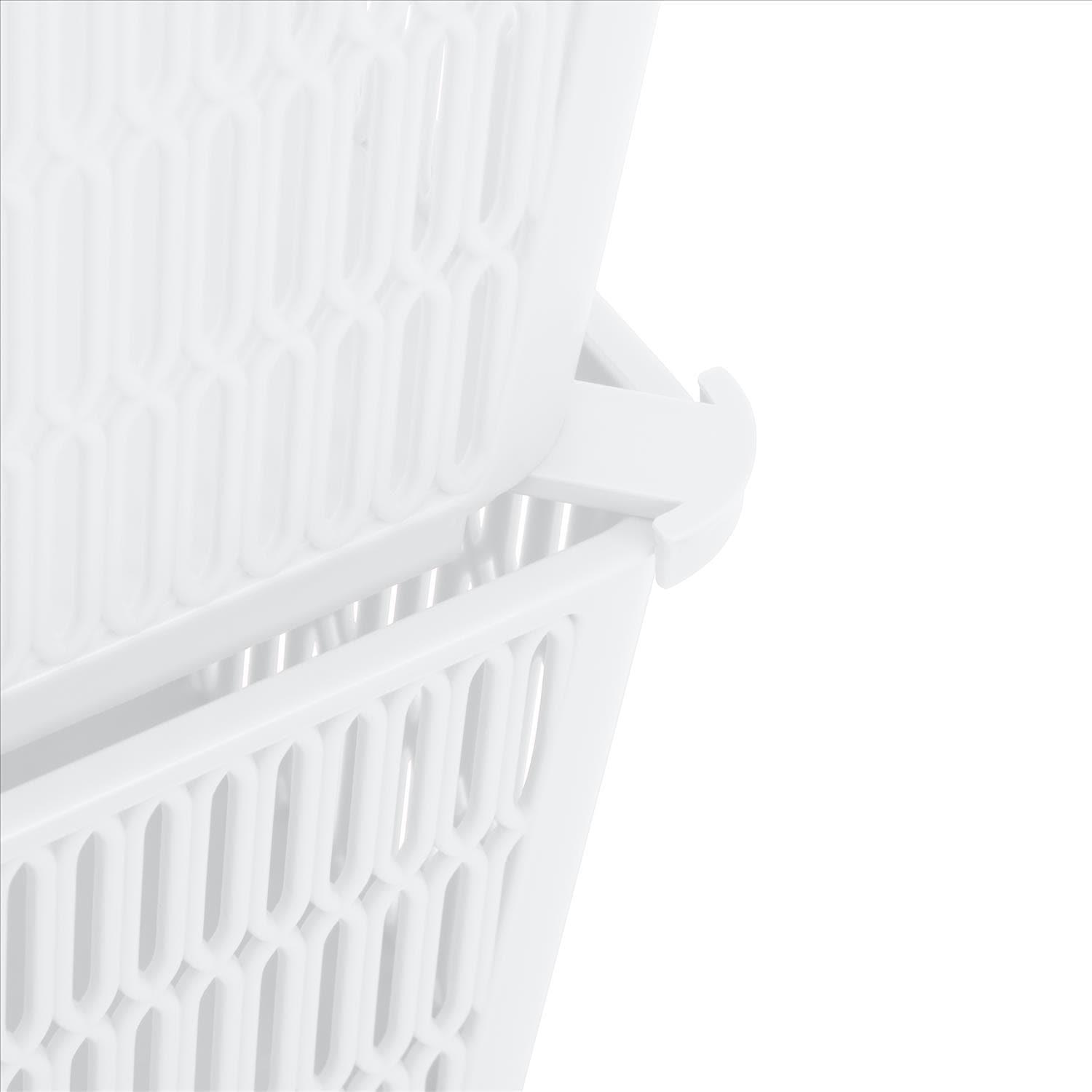 Simplify Slide 2 Stack It 2 Pack Plastic Storage Tote Baskets in White