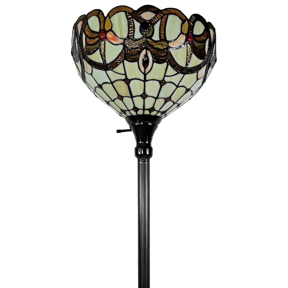 Amora Lighting Tiffany Style Torchiere Floor Lamp 72" Tall