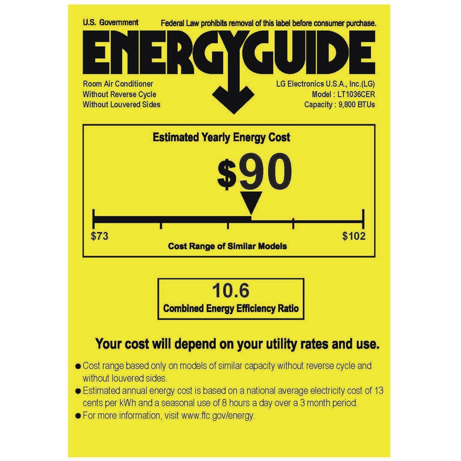 LG LG 9,800 BTU Through the Wall Air Conditioner, 230/208V, Cools up to 440 Sq. Ft.
