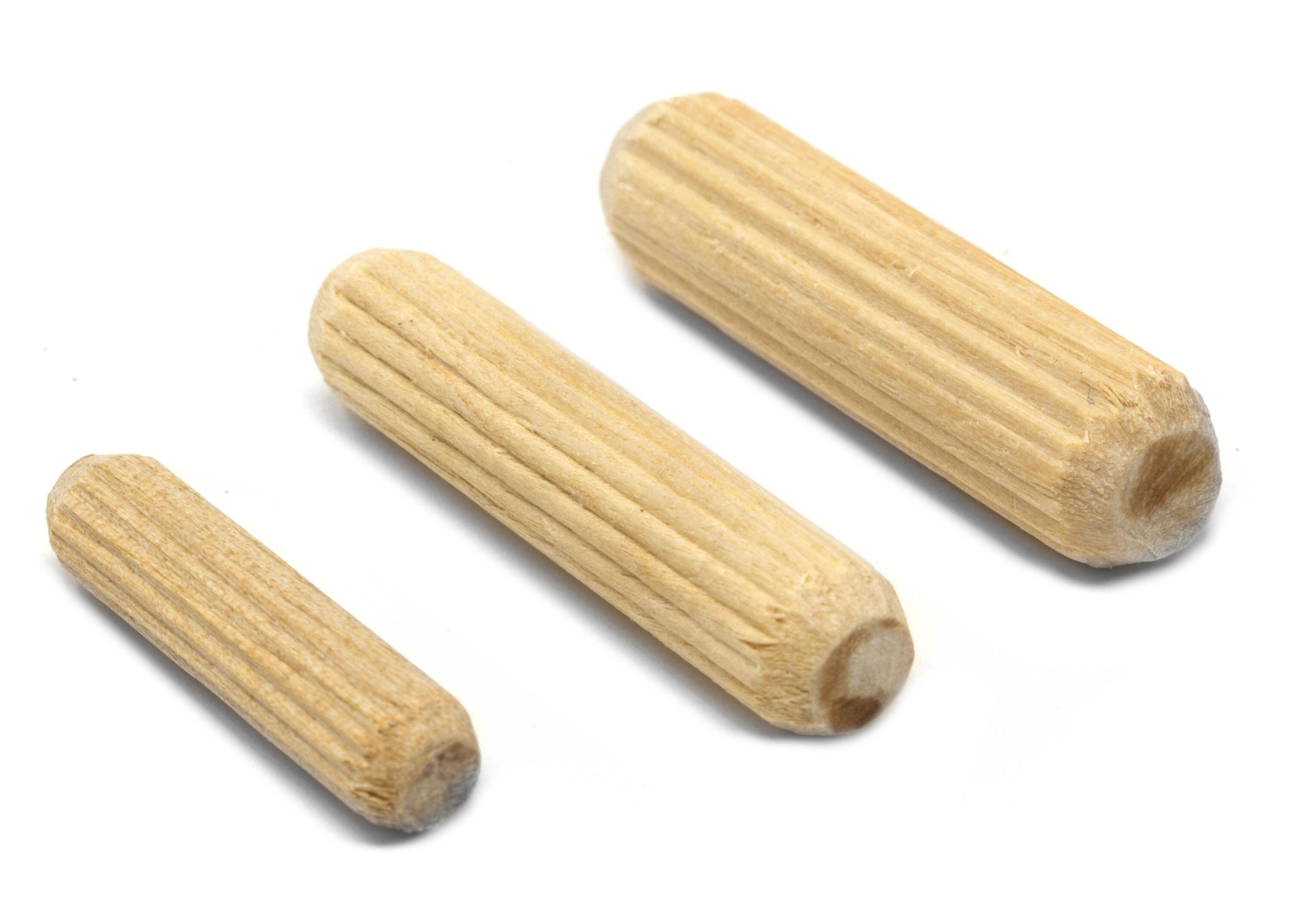 400-Piece Fluted Birch Wood Dowel Pin Set in Variety Sizes