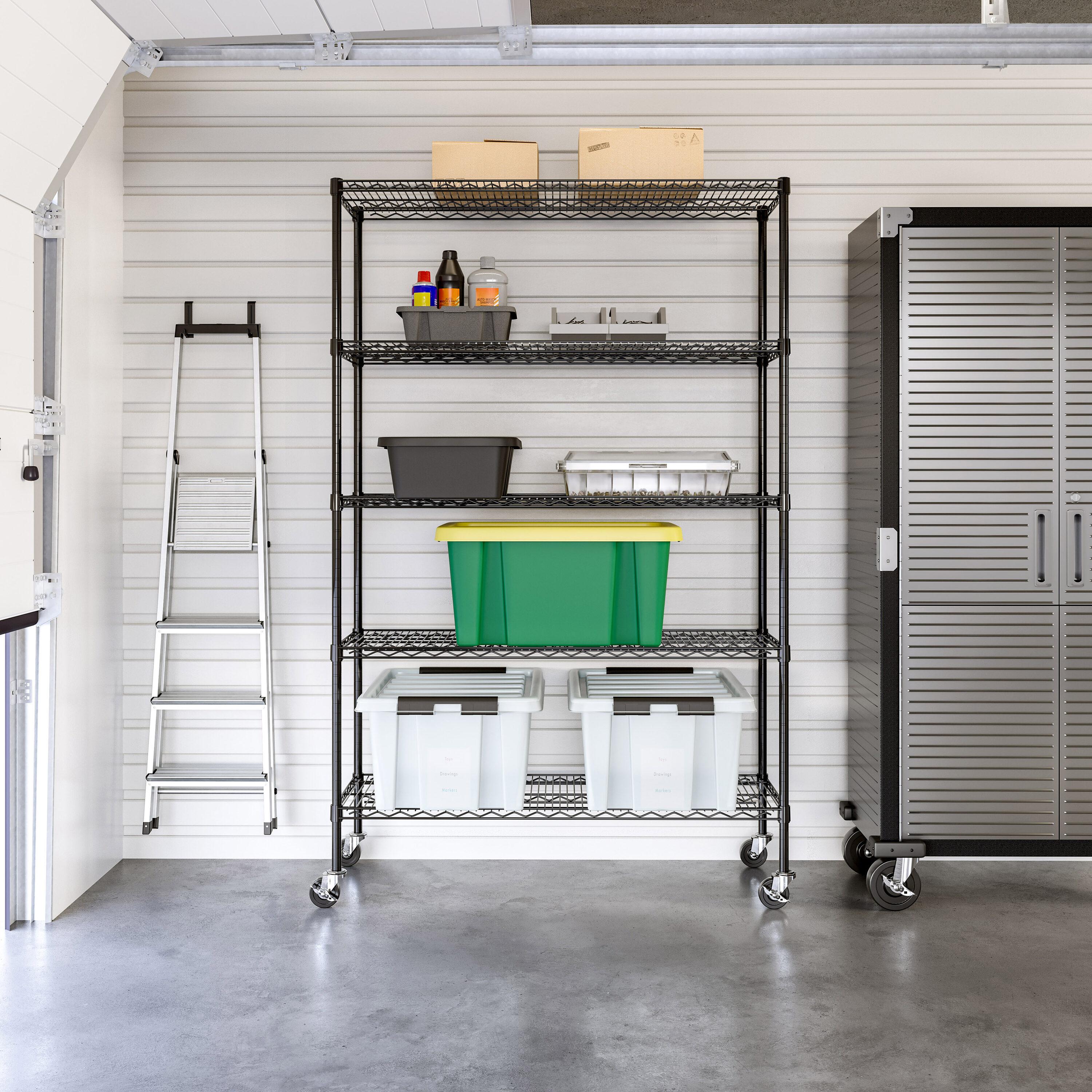 UltraDurable 48'' W x 18" D 5-Tier NSF-Certified Steel Shelving with Wheels
