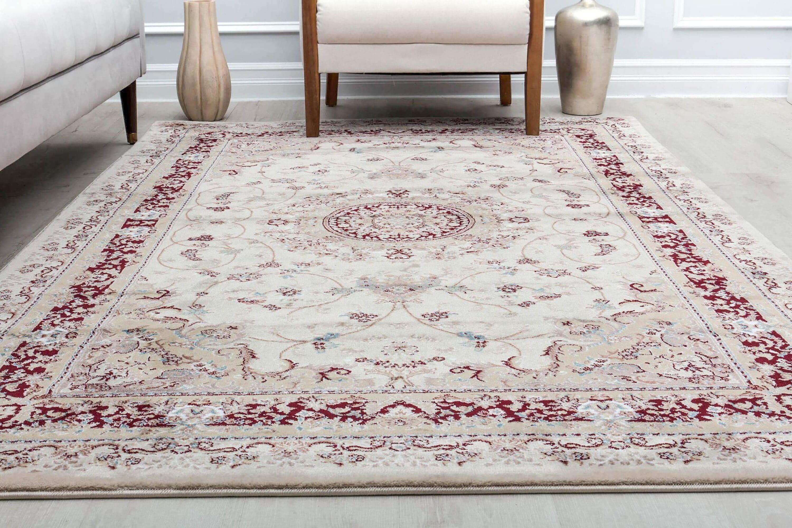 Rugs America Centurion CY30B Medallion Cream Transitional Vintage Beige Area Rug for Dining Room Rug Neutral Rug Living Room Rug Kitchen, 2'0"x4'0"