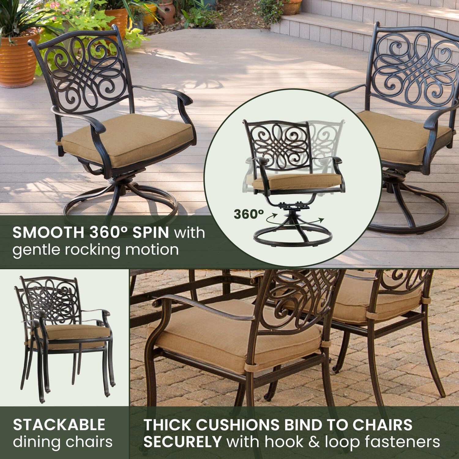 Hanover Traditions Cast Aluminum 7-Piece Outdoor Dining Set, TRADITIONS7PCSW