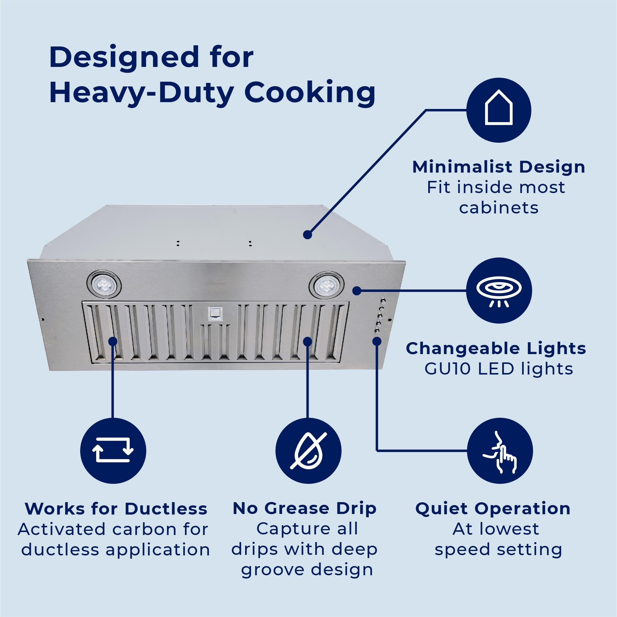 Hauslane 30" Stainless Steel 450 CFM Convertible Insert Range Hood with Baffle Filter