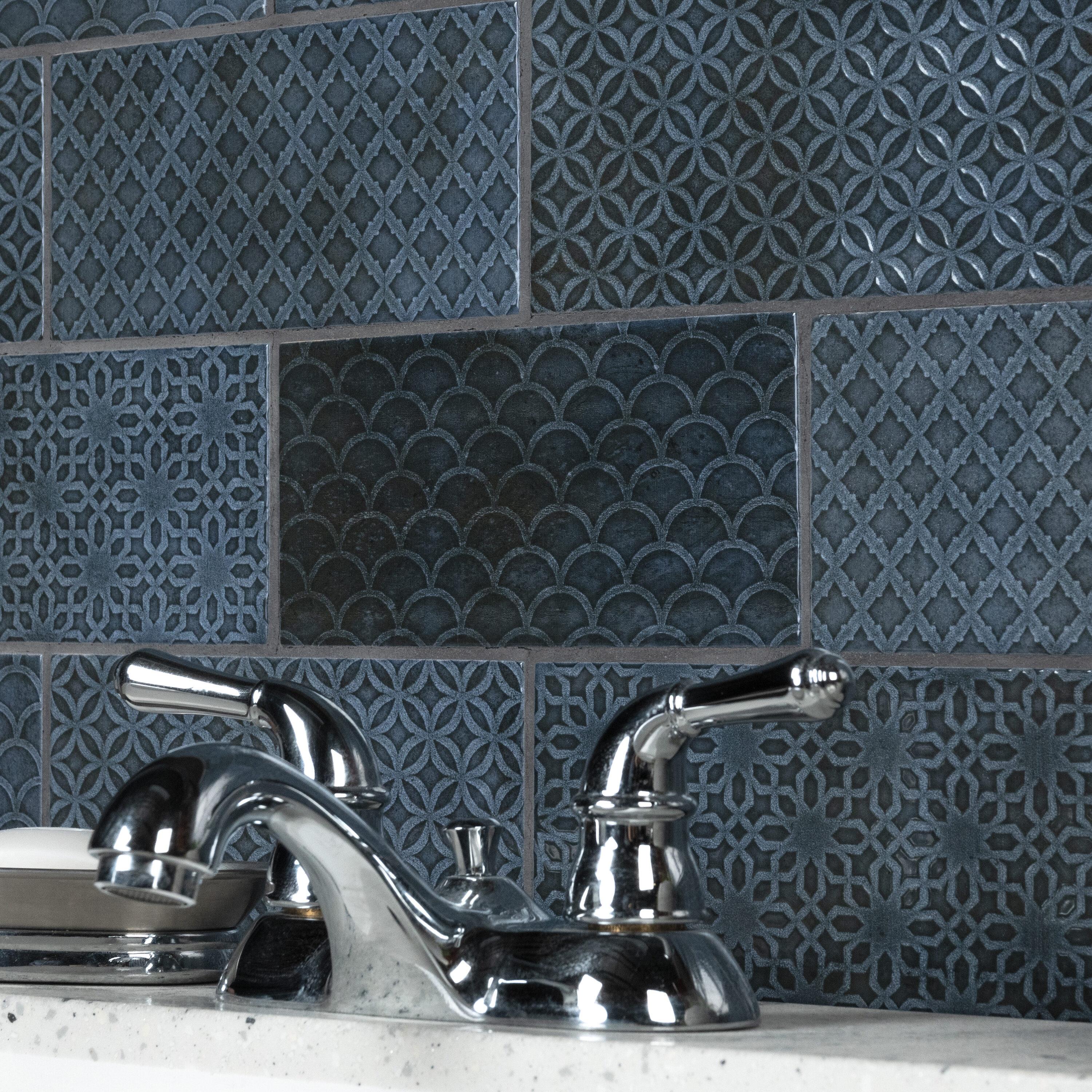 Merola Tile Camden 4" x 8" Ceramic Patterned Subway Wall Tile