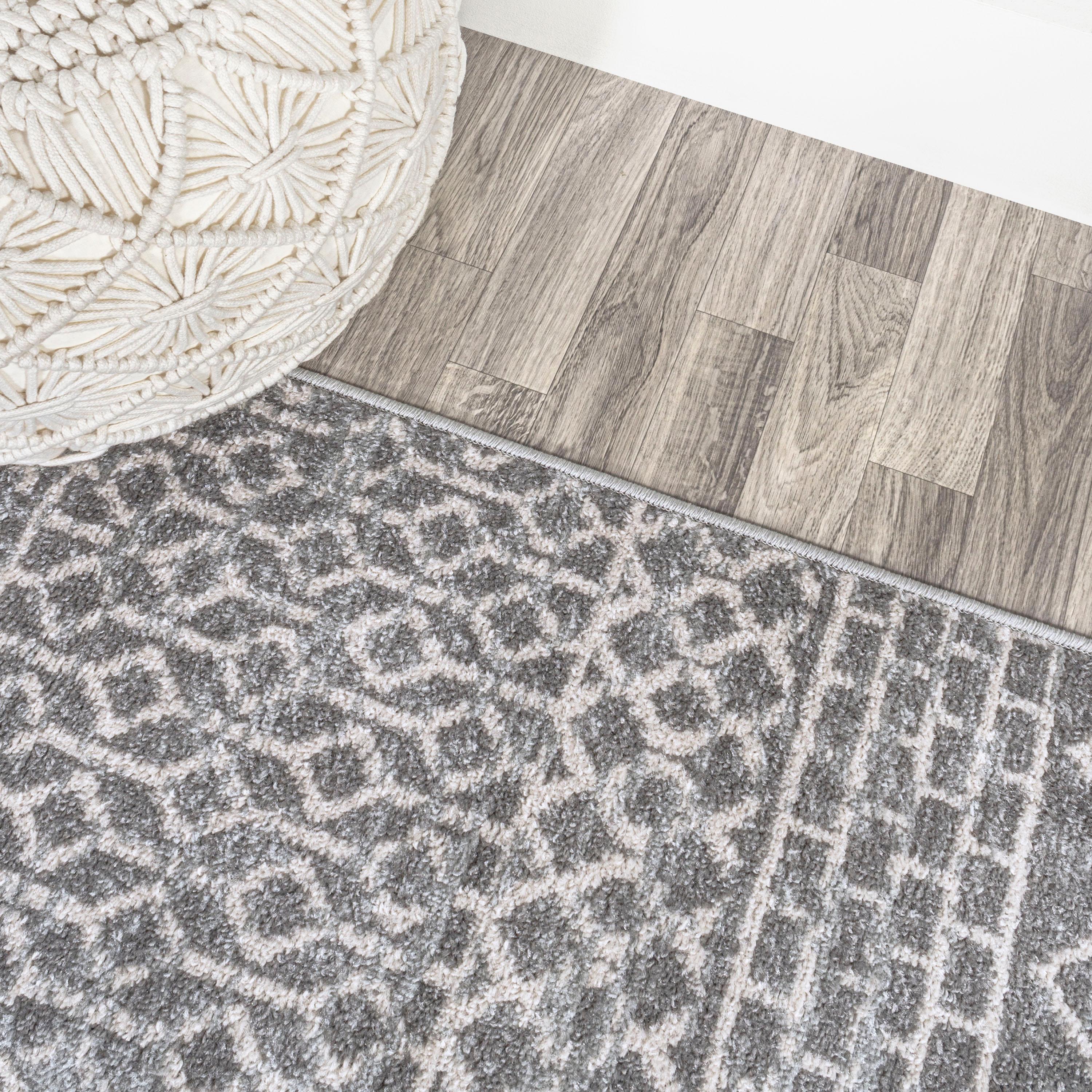 2' x 8' Arta Moroccan Modern Geometric Rug Runner Rug, Gray/Cream - JONATHAN Y
