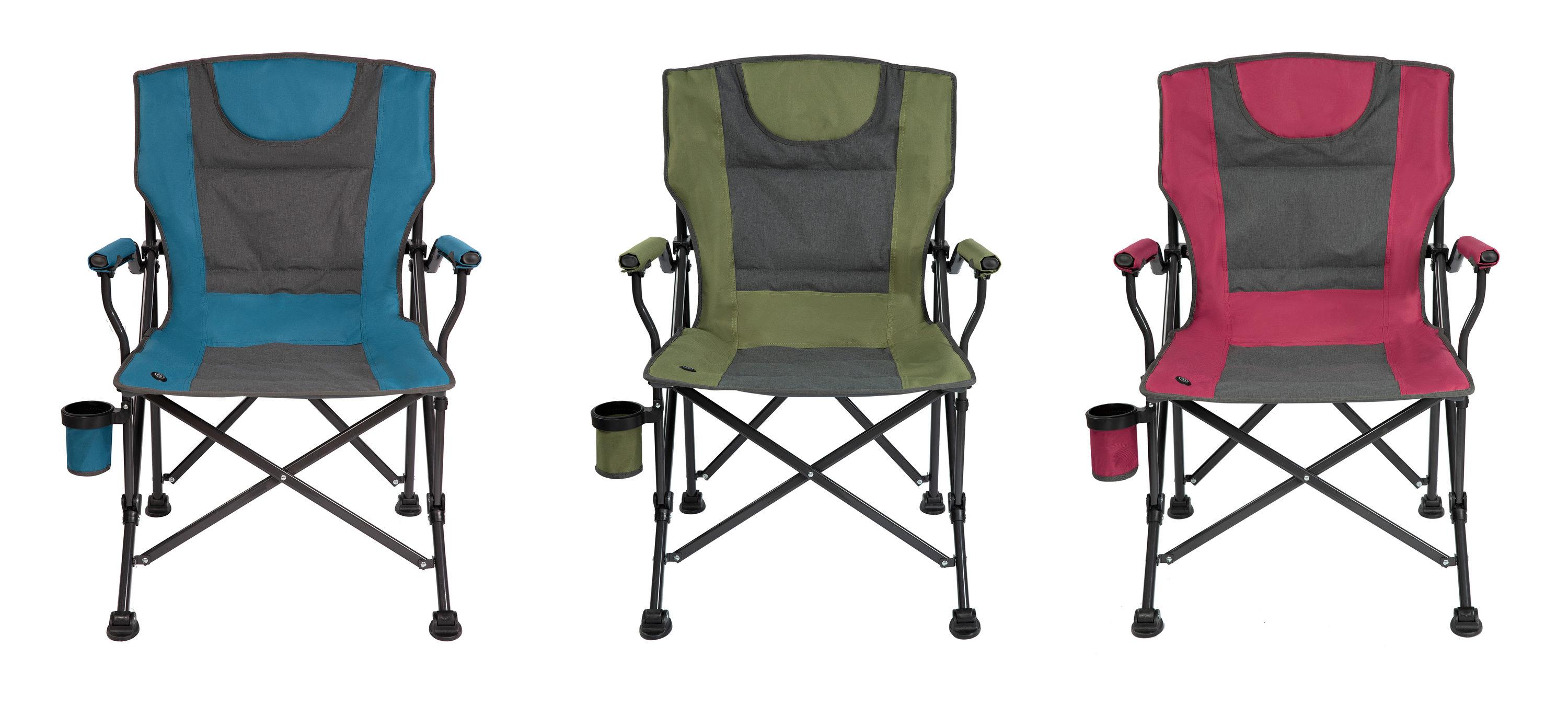 Luxury Heated Portable Camp Chair - Blue/Grey - Great for Camping, Sports and the Beach