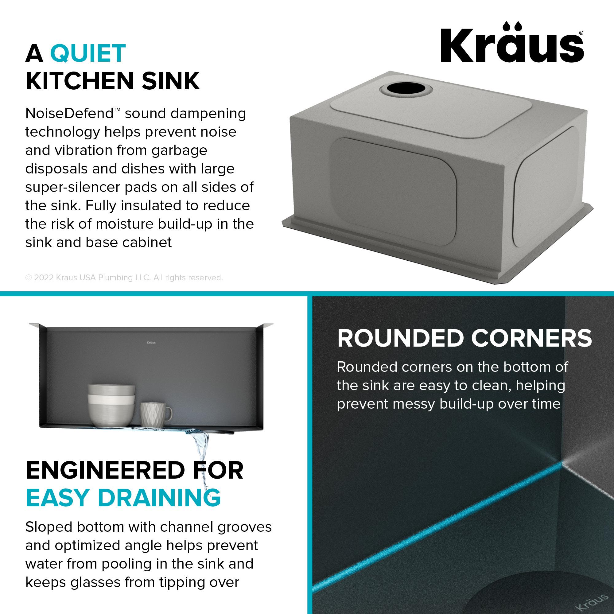 KRAUS Kore™ Undermount Workstation 16 Gauge Black Stainless Steel Single Bowl Kitchen Sink in PVD Gunmetal Finish