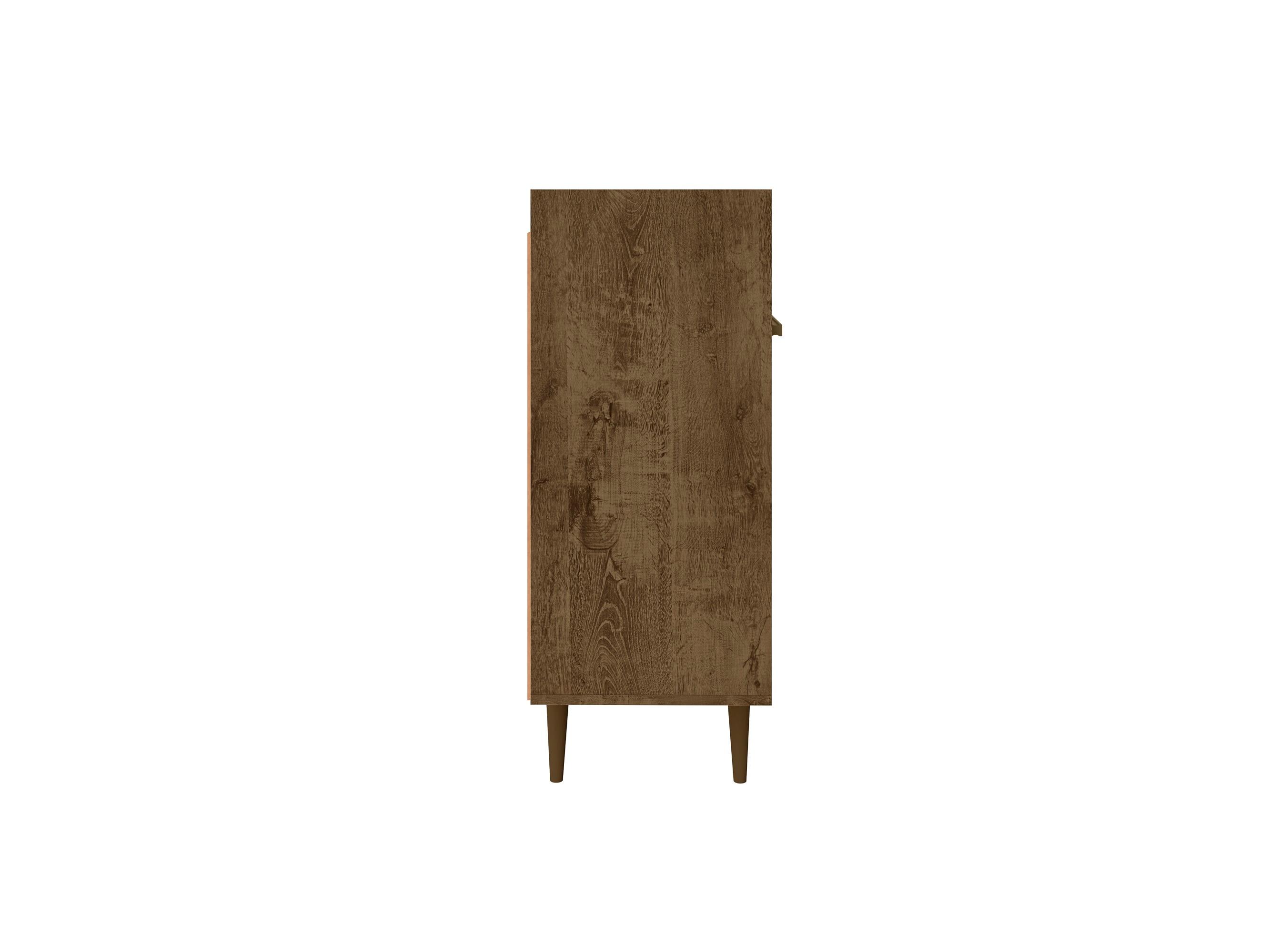 53.54" Bradley Buffet Stand Rustic Brown - Manhattan Comfort: Mid-Century Modern Sideboard, Fixed Shelves
