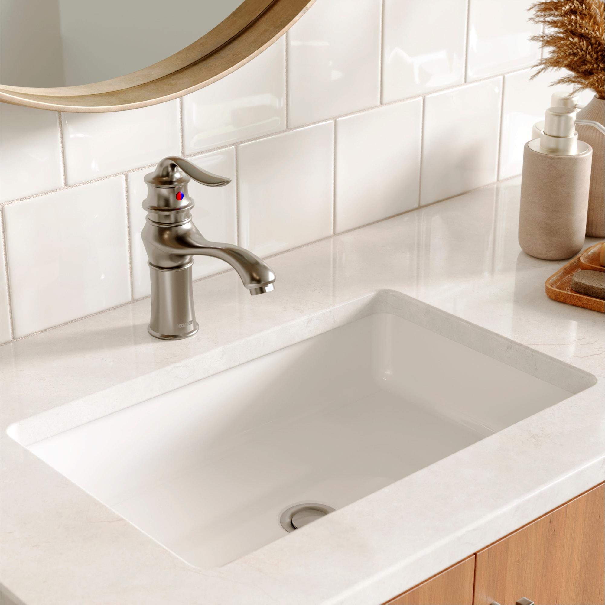 Karran Dartford Single Handle Single Hole Basin Bathroom Faucet With Matching Pop-up Drain