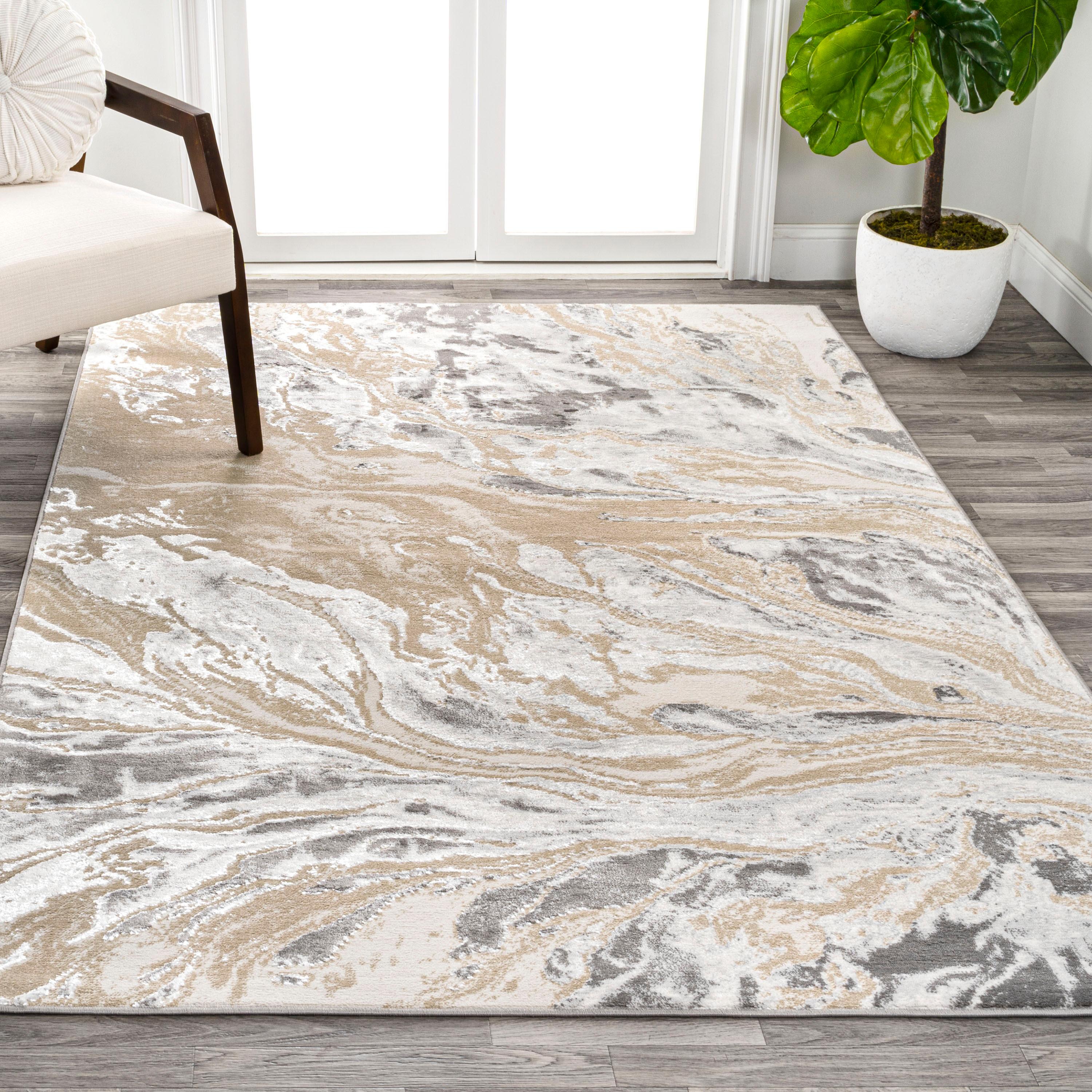 JONATHAN Y Swirl Marbled Abstract Beige/Ivory 8 ft. x 10 ft. Area Rug