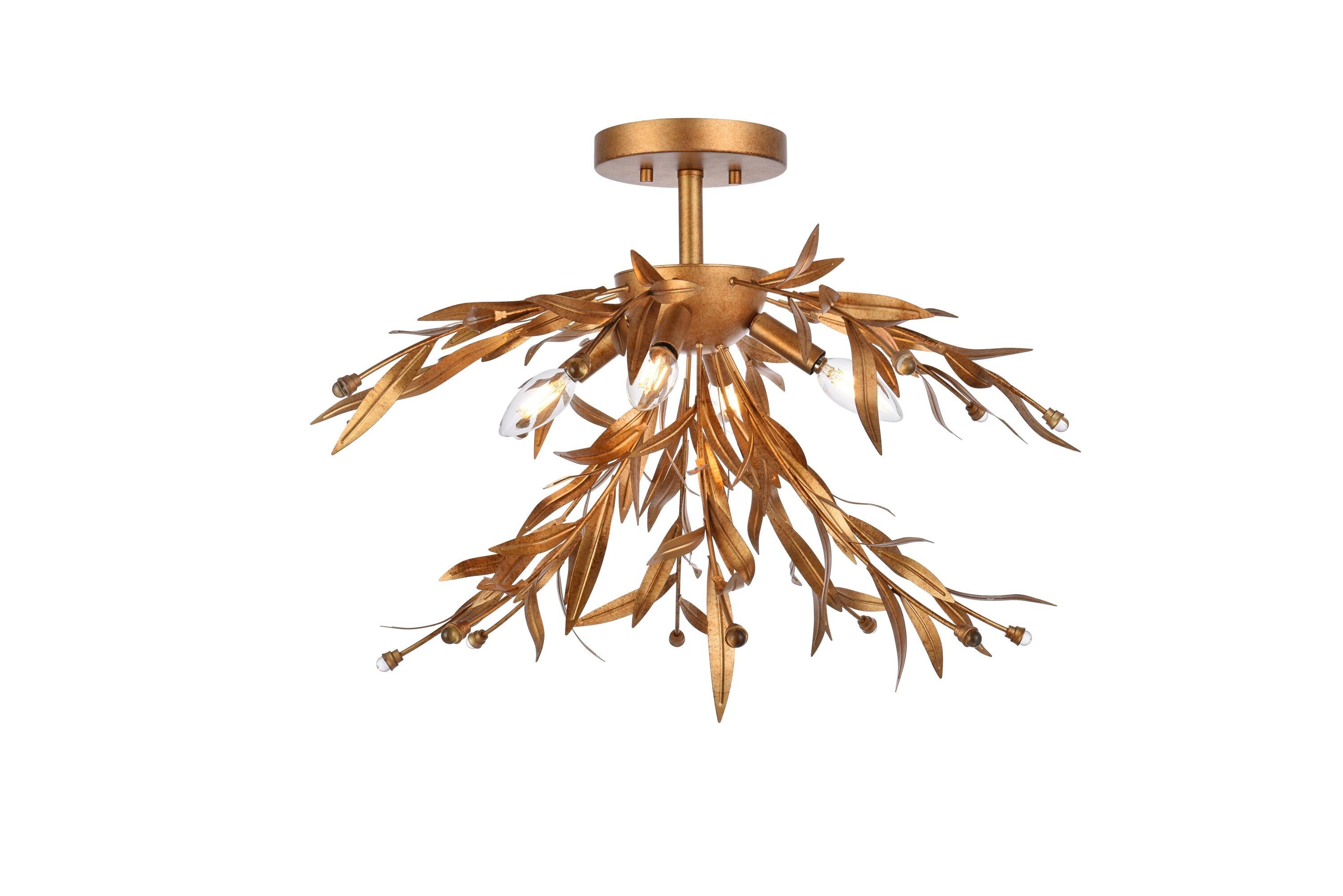 Elegant Lighting Priscilla 18.5 inch flush mount in gold leaf