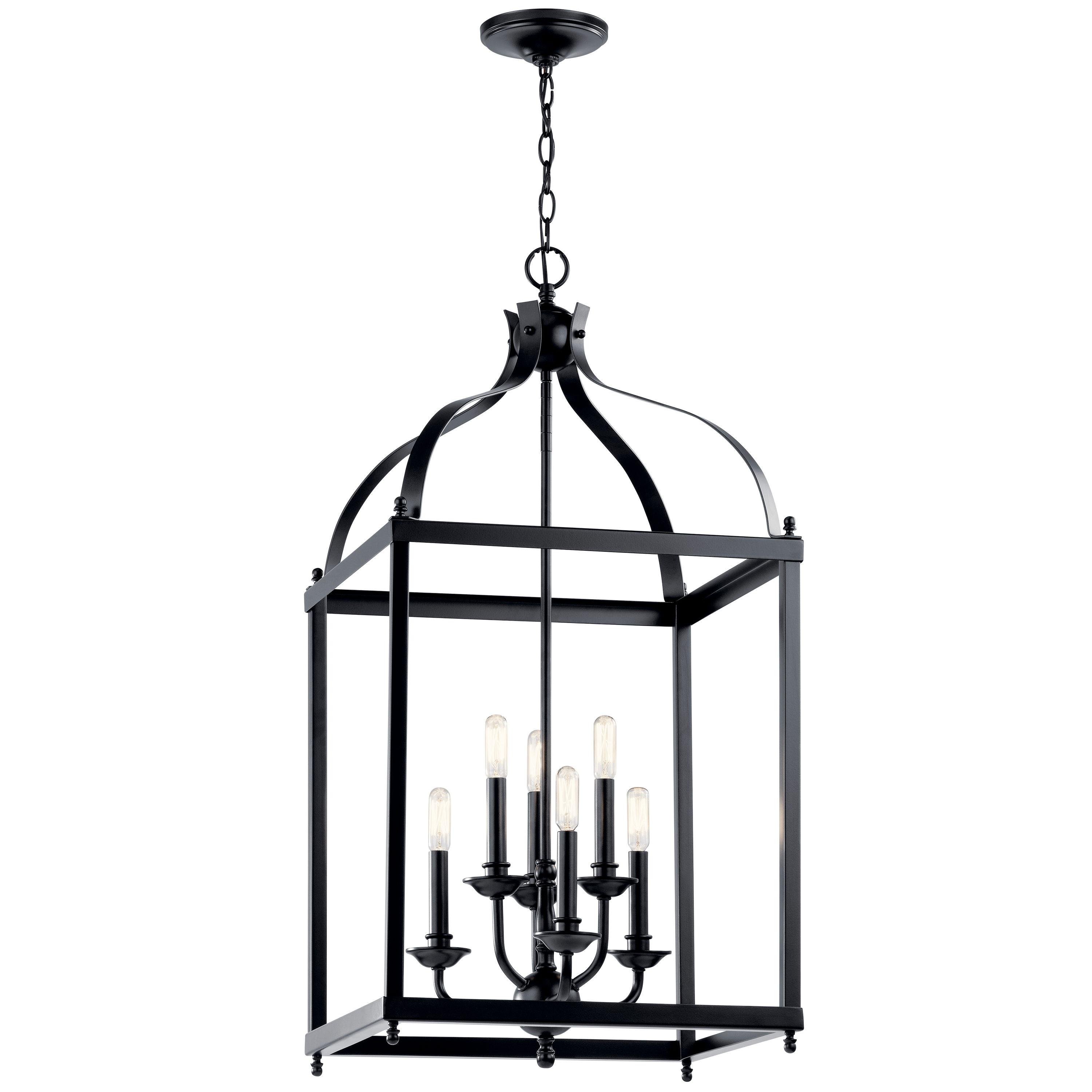 Larkin 18" Black Steel Cage 6-Light Modern Chandelier