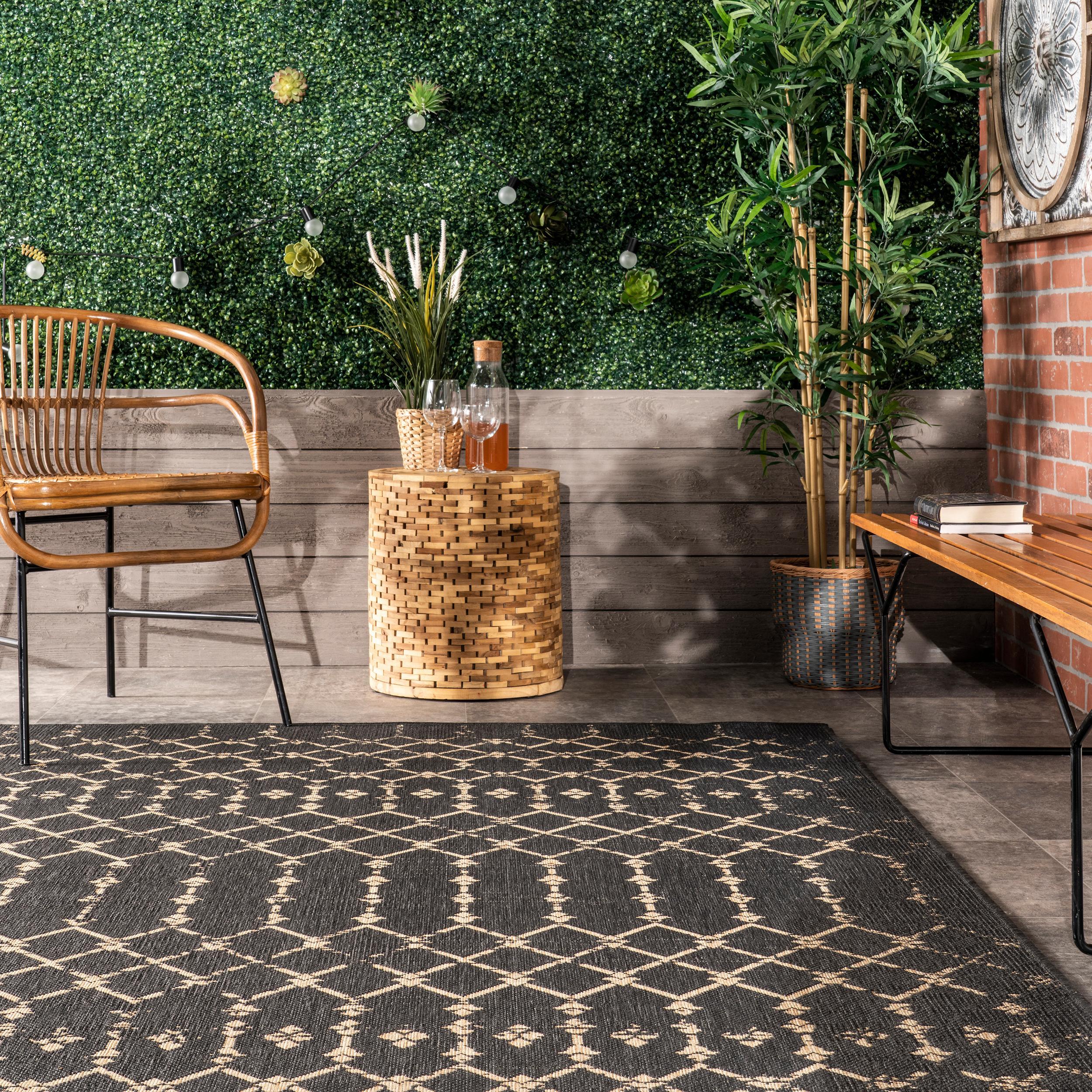Nuloom Grayson Moroccan Trellis Indoor and Outdoor Area Rug, Gray, 6'7"x9'