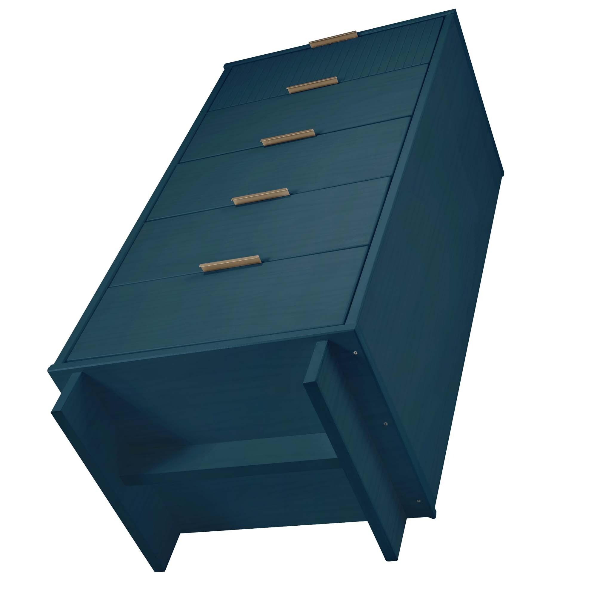 Manhattan Comfort 3pc Granville Chest with Single Dresser and Double Dresser Bedroom Set Midnight Blue: Includes Anti-Tip Hardware, Modern Style