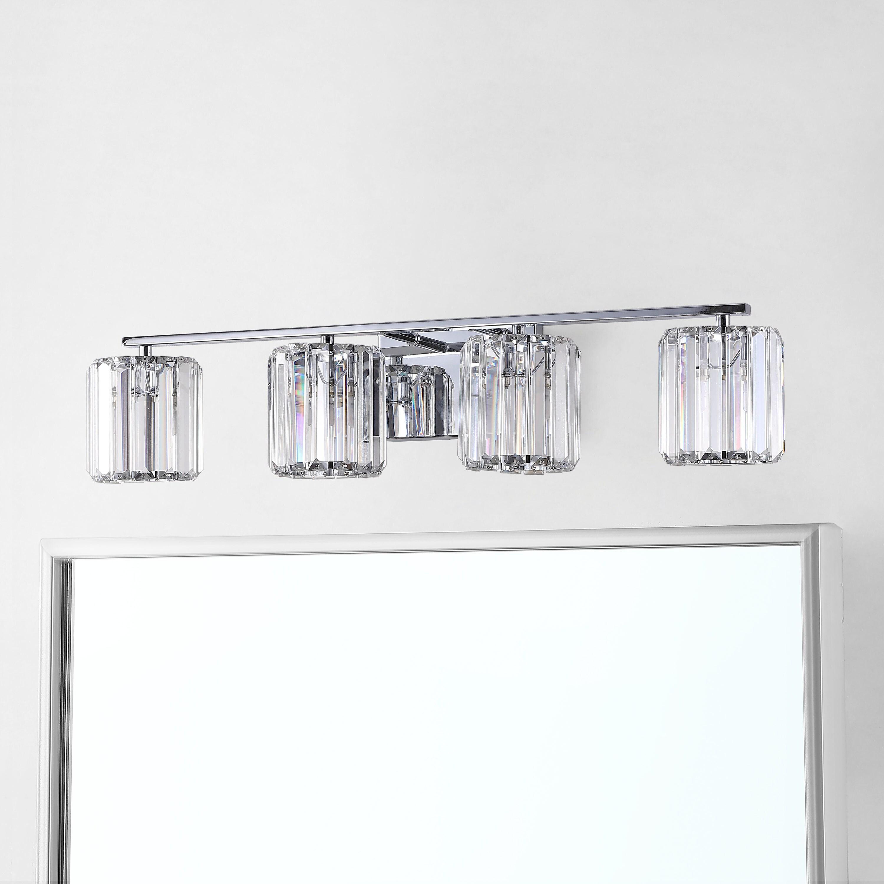 Coco Prism Vintage 29.75" 4-Light Metal/Glass Classic Glam LED Vanity Light, Chrome