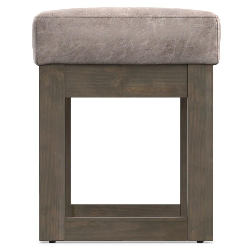 Simpli Home Milltown Ottoman Bench with Upholstered Seat and Solid Wood Frame