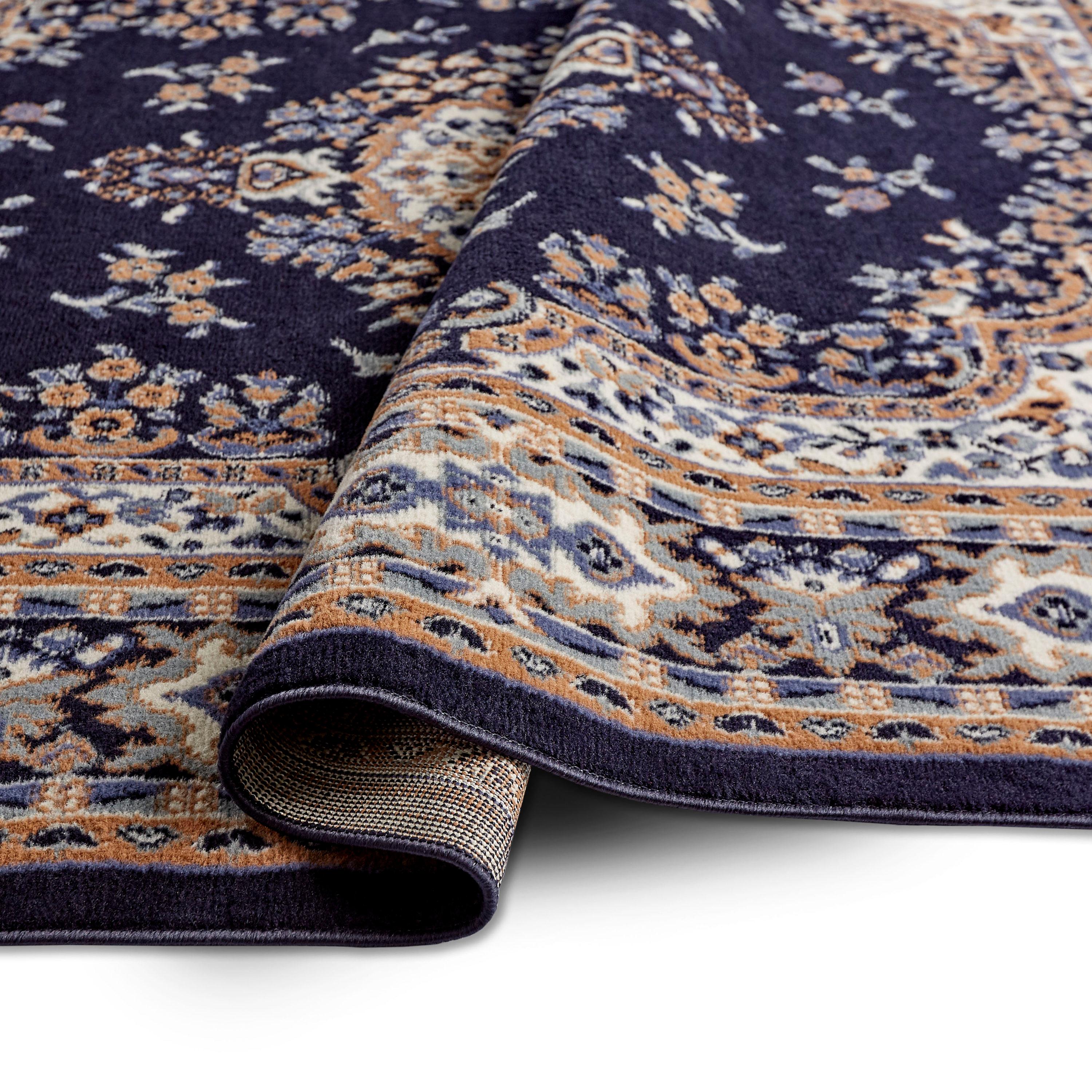Home Dynamix Premium Sakarya Traditional Medallion Area Rug, Navy Blue/Brown, 9'2"x12'5"