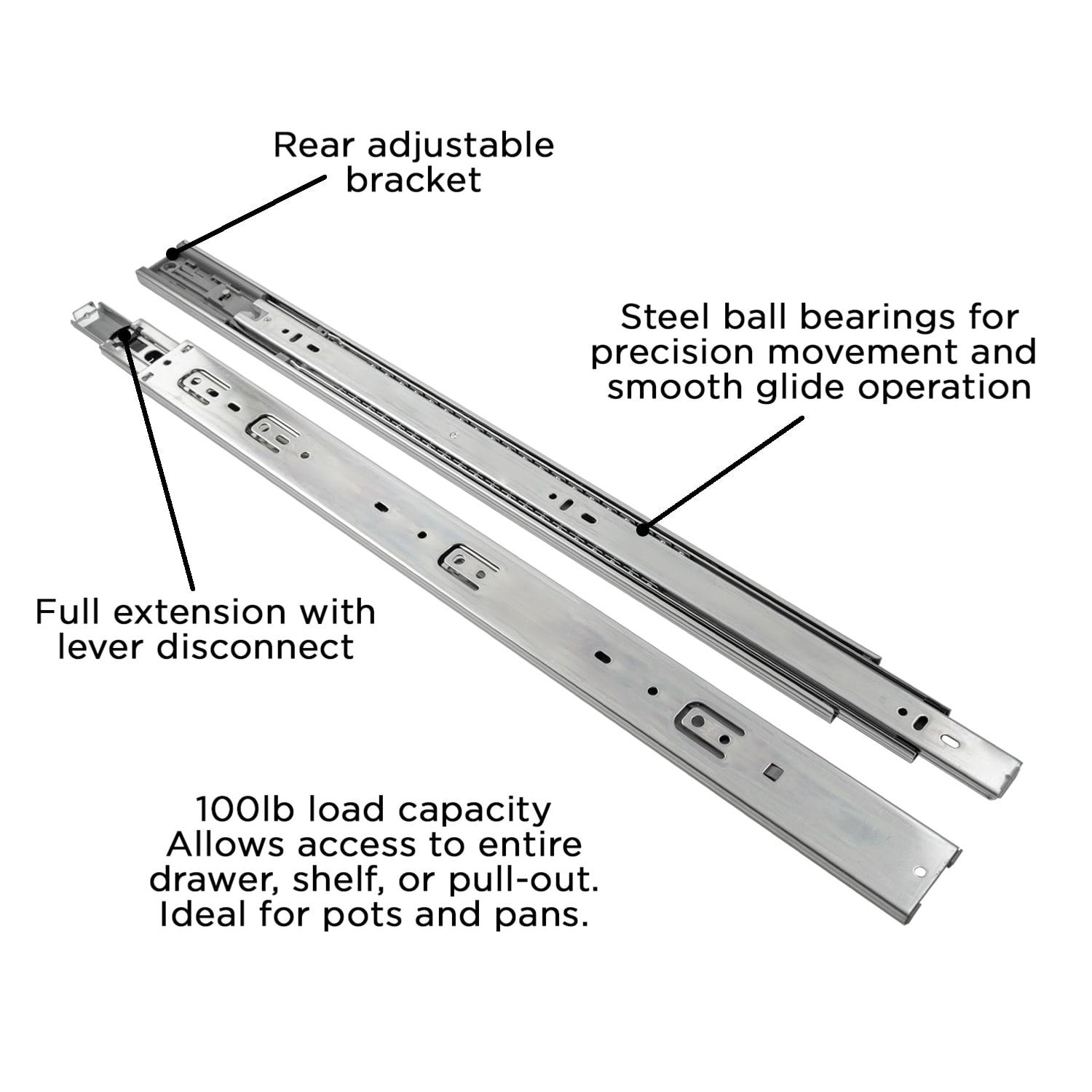 Drawer Slide Side Mount Soft Close Full Extension Cadmium Finish