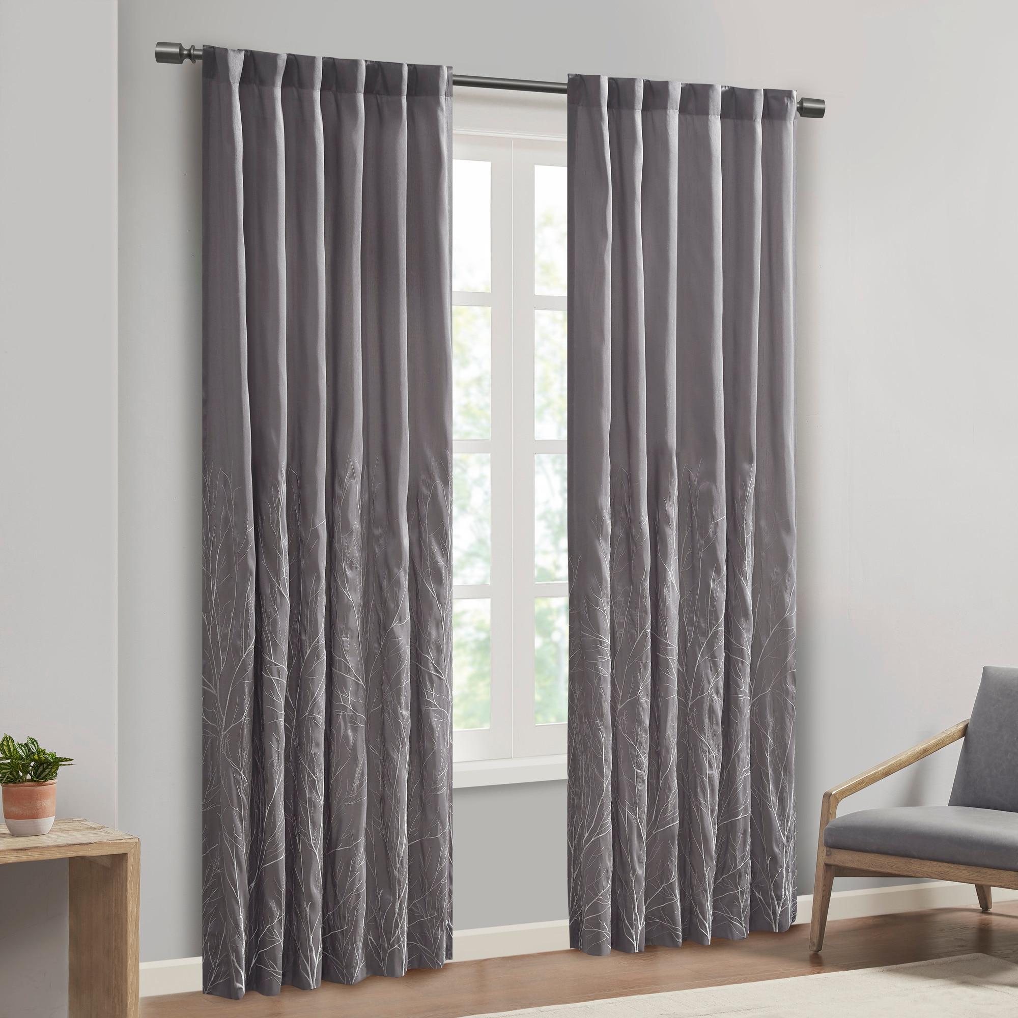 Andora Embroidered Branch Rod Pocket Single Curtain Panel